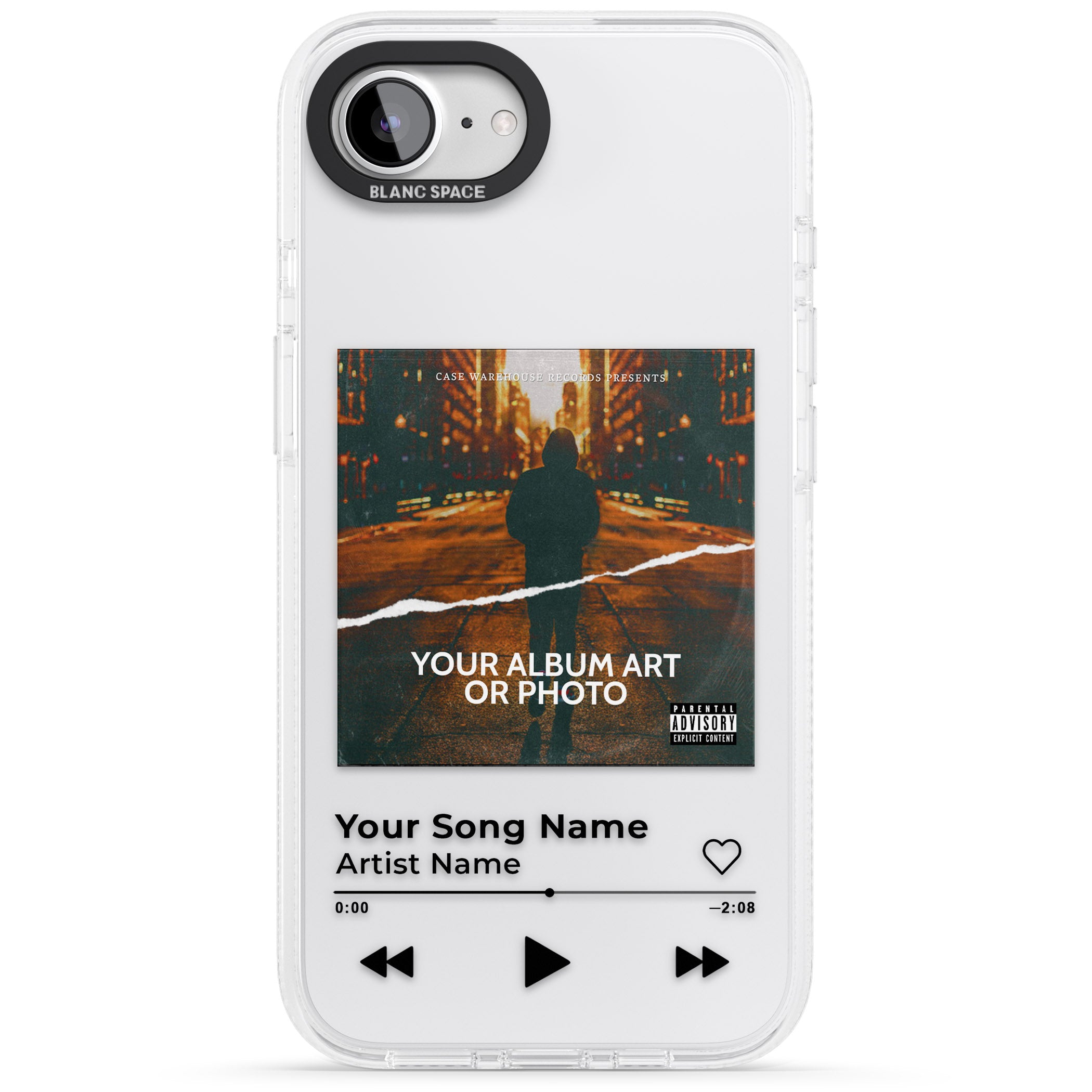 Personalised Album Art iPhone 16e Clear Case Impact Air - Blanc Space