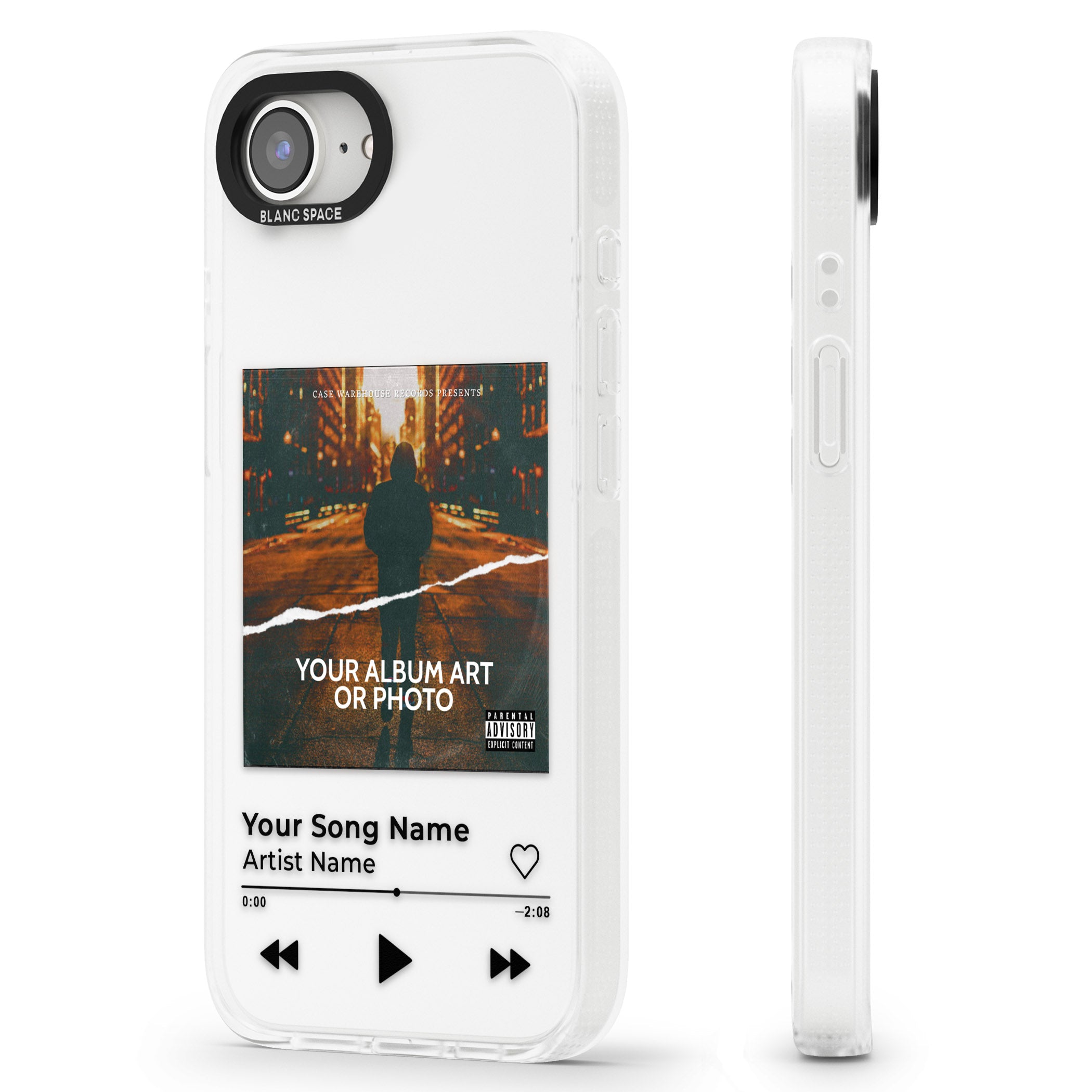 Personalised Album Art iPhone 16e Clear Case Impact Air - Blanc Space