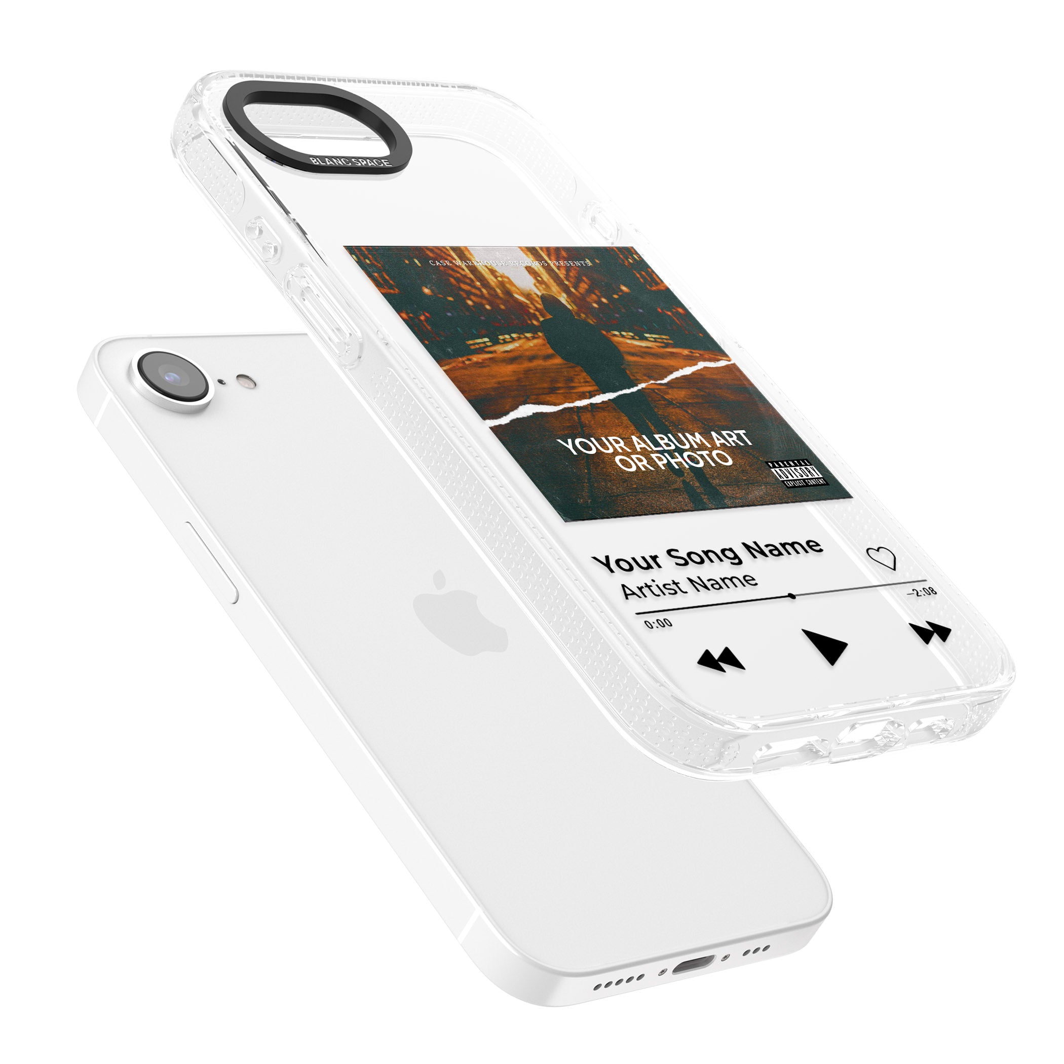 Personalised Album Art iPhone 16e Clear Case Impact Air - Blanc Space