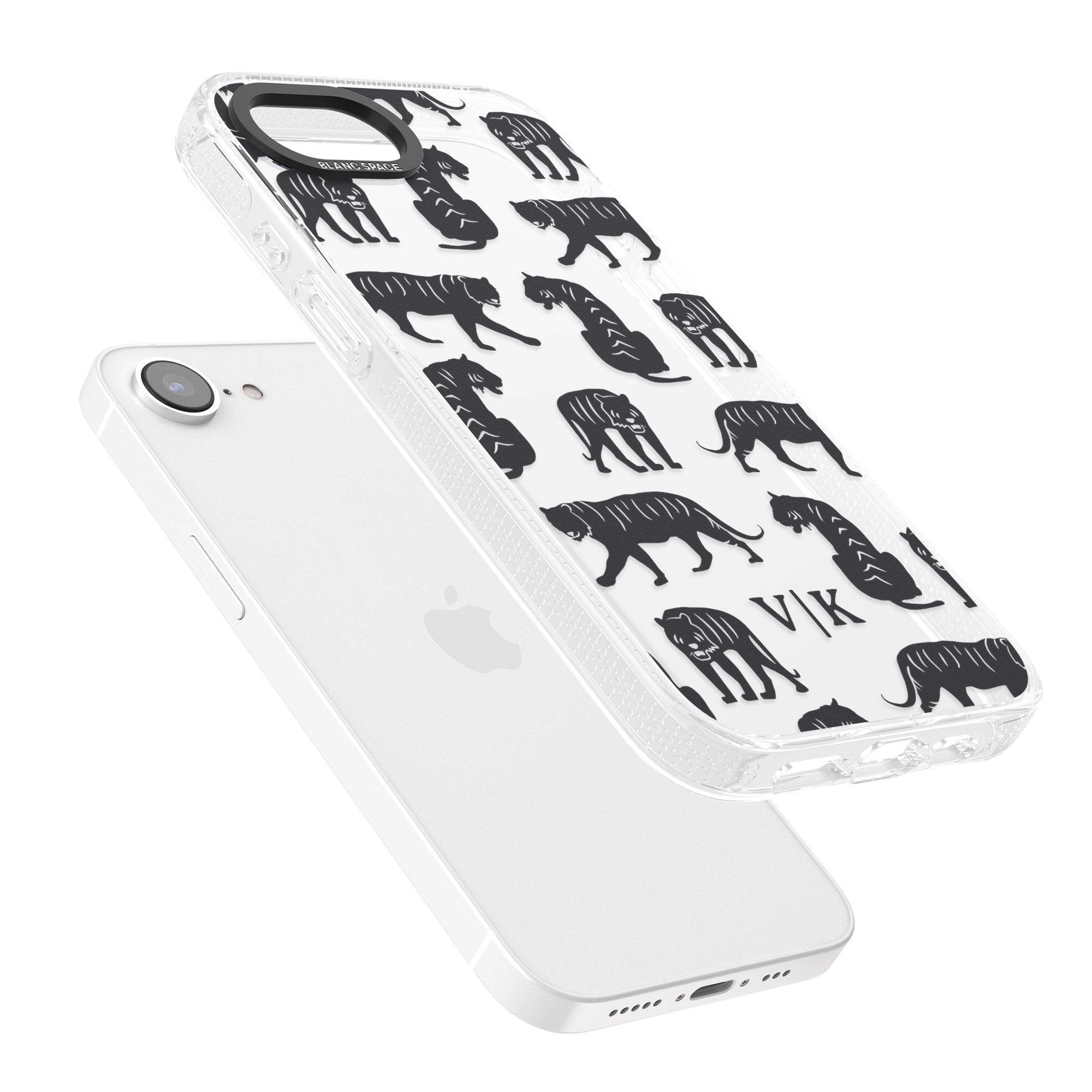 Personalised Tiger Silhouettes iPhone 16e Clear Case Impact Air - Blanc Space
