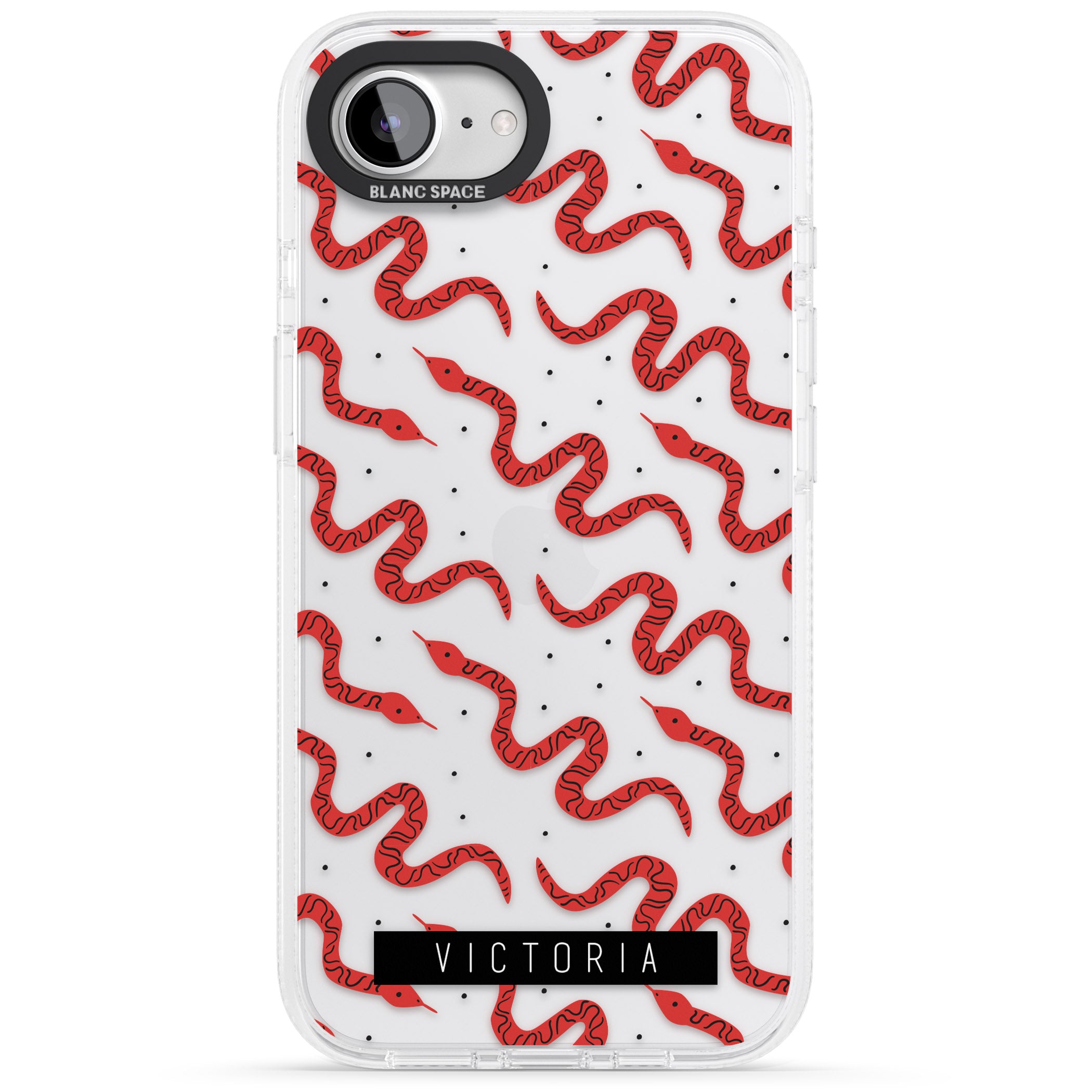 Personalised Snake Pattern iPhone 16e Clear Case Impact Air - Blanc Space