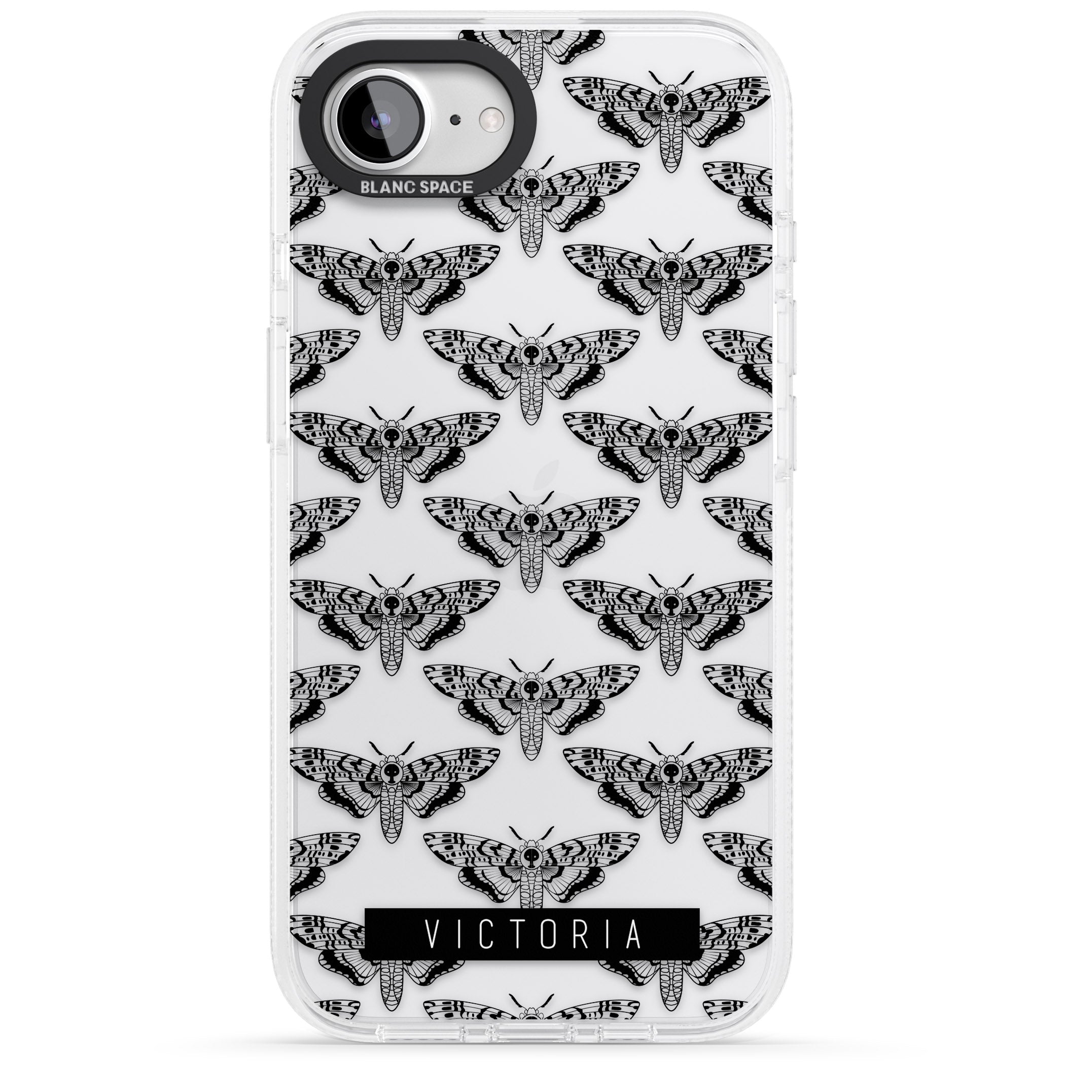 Personalised Hawk Moth Pattern iPhone 16e Clear Case Impact Air - Blanc Space
