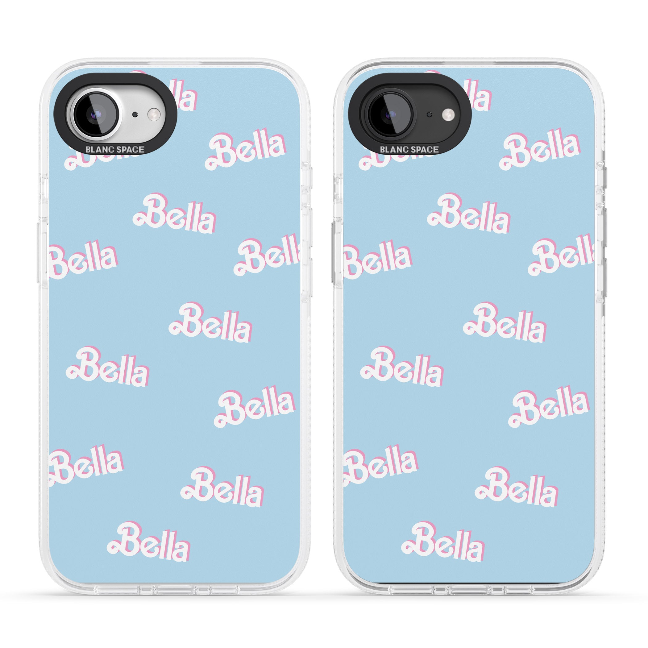 Personalised Cute Name Pattern iPhone 16e Clear Case Impact Air - Blanc Space
