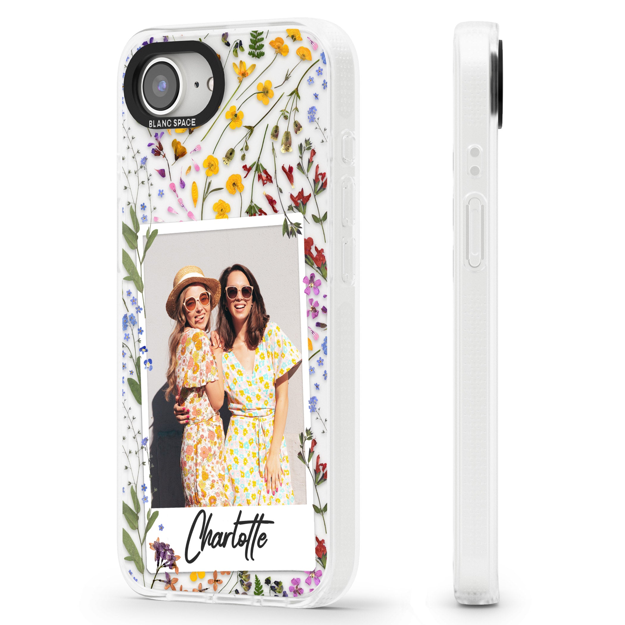 Personalised Wildflower Instant Photo iPhone 16e Clear Case Impact Air - Blanc Space
