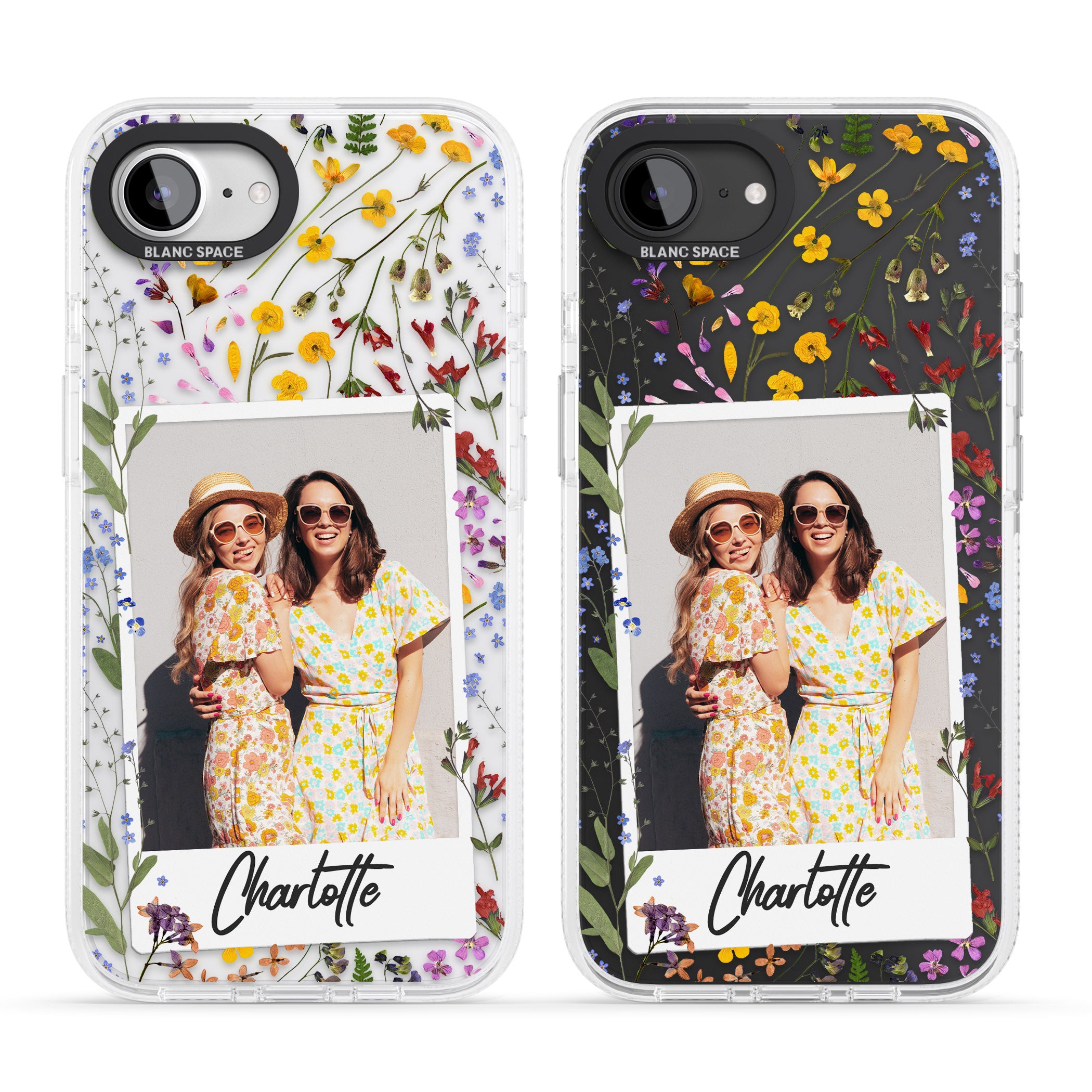 Personalised Wildflower Instant Photo iPhone 16e Clear Case Impact Air - Blanc Space