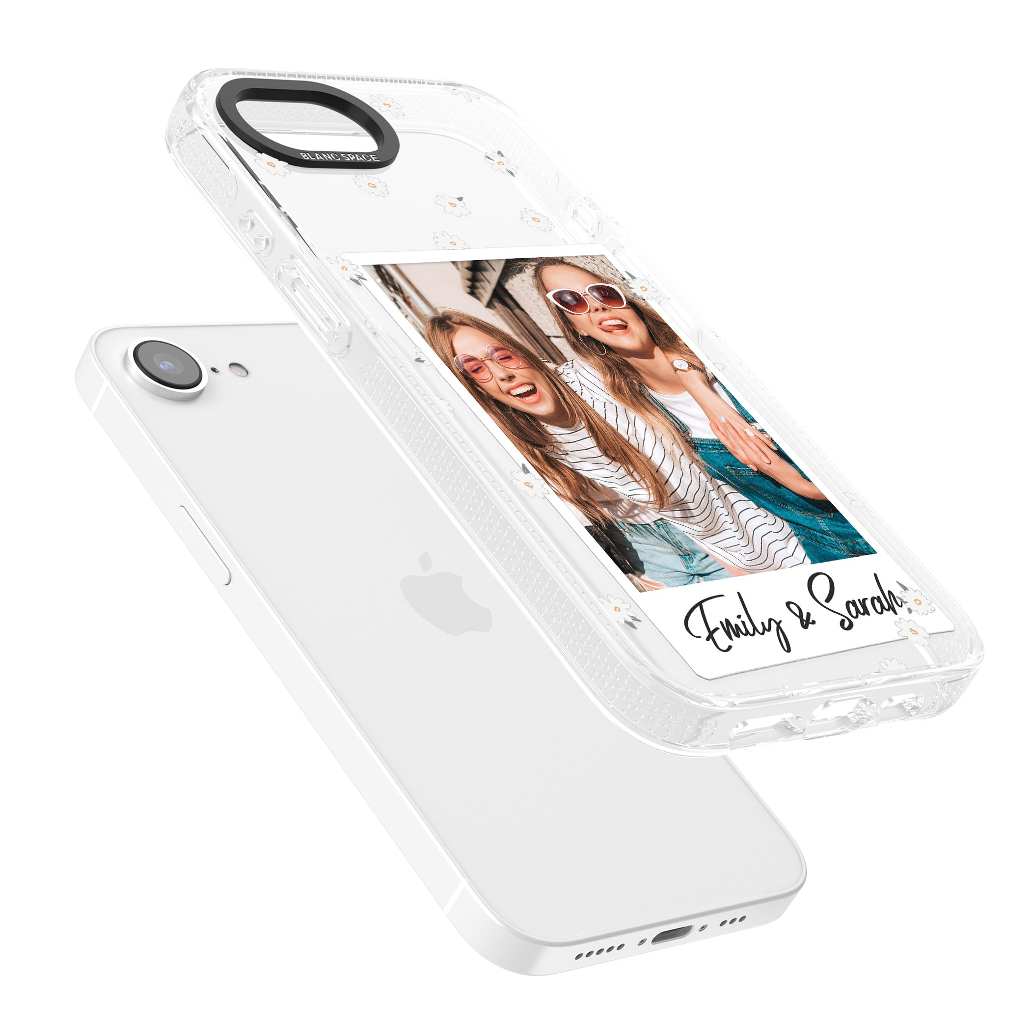 Personalised Daisy Instant Photo iPhone 16e Clear Case Impact Air - Blanc Space