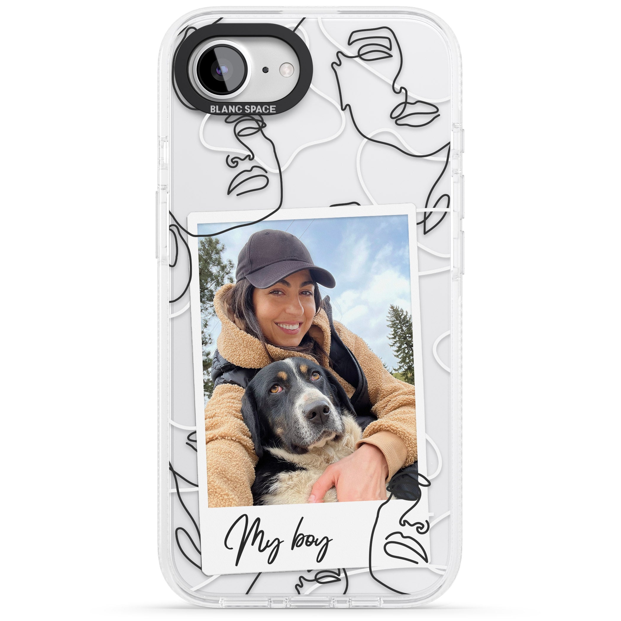 Personalised Abstract Faces Instant Photo iPhone 16e Clear Case Impact Air - Blanc Space