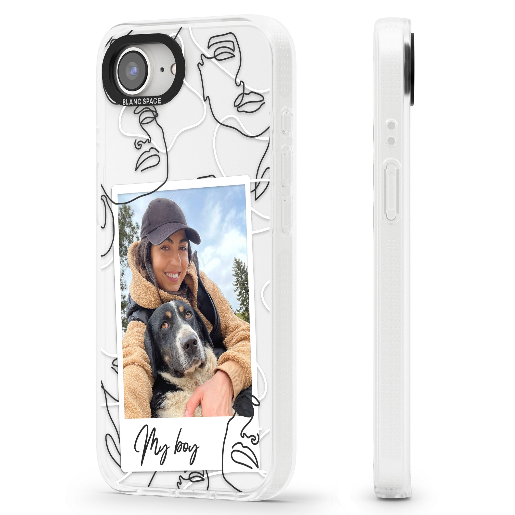 Personalised Abstract Faces Instant Photo iPhone 16e Clear Case Impact Air - Blanc Space