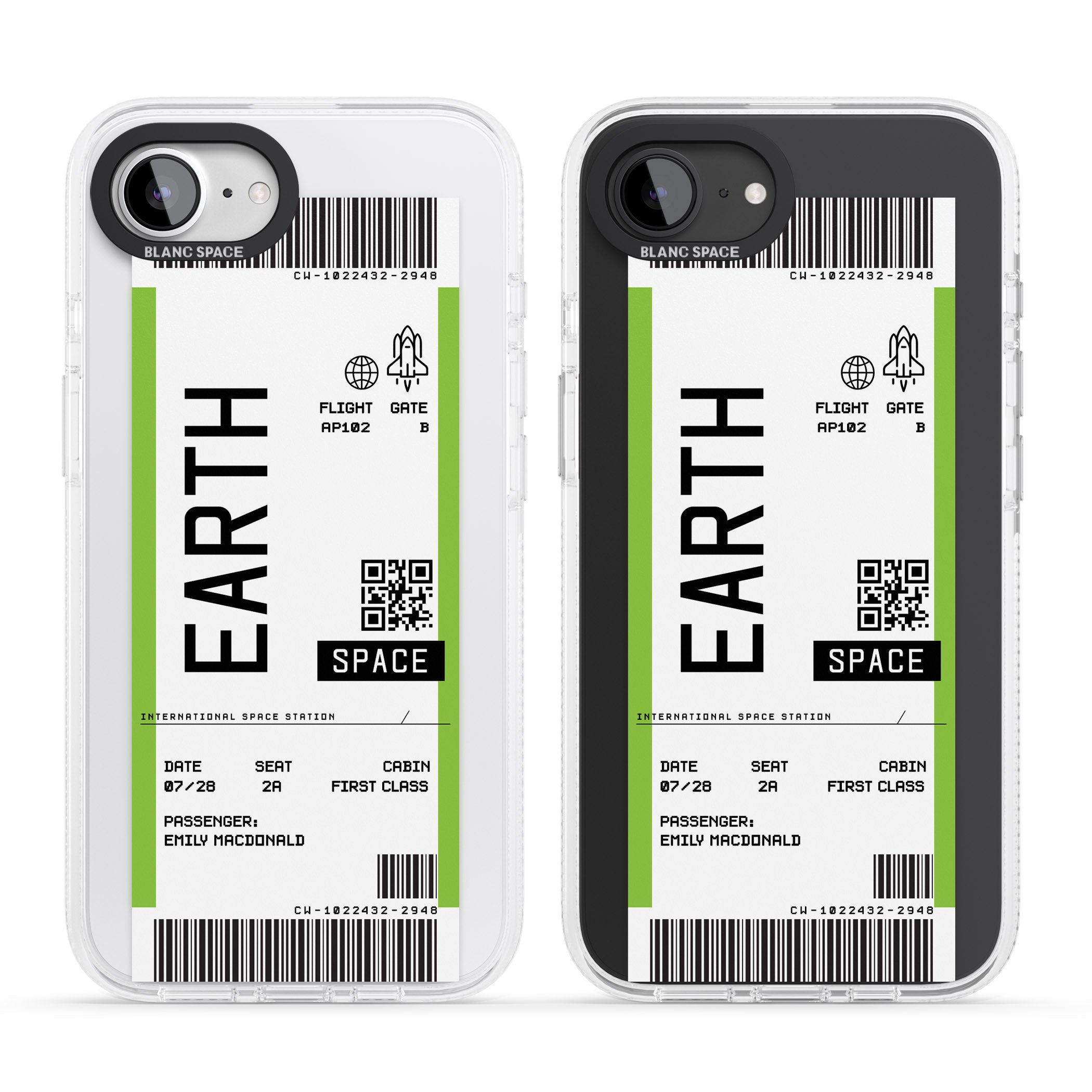 Personalised Earth Space Travel Ticket iPhone 16e Clear Case Impact Air - Blanc Space