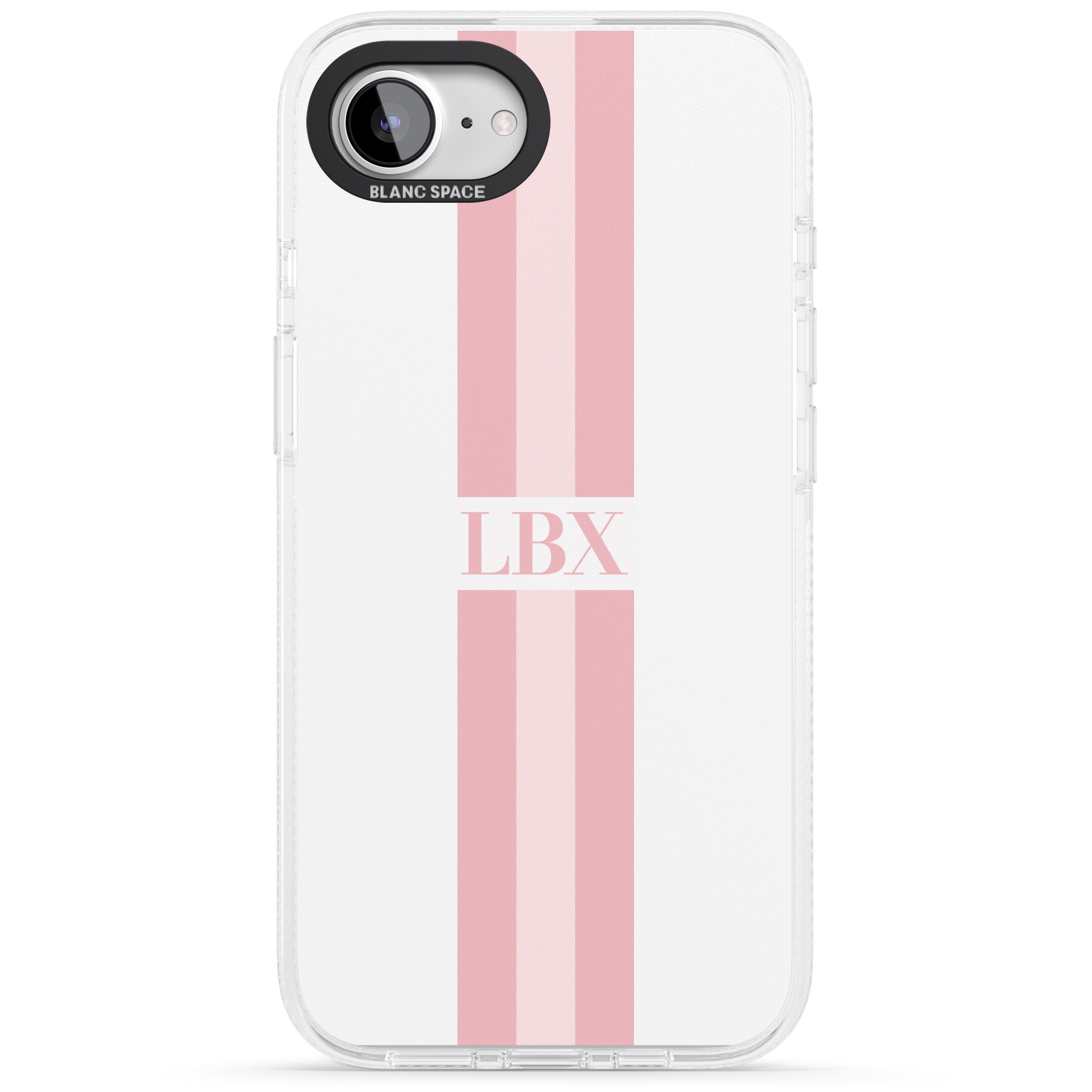 Personalised Minimal Pink Stripes iPhone 16e Clear Case Impact Air - Blanc Space