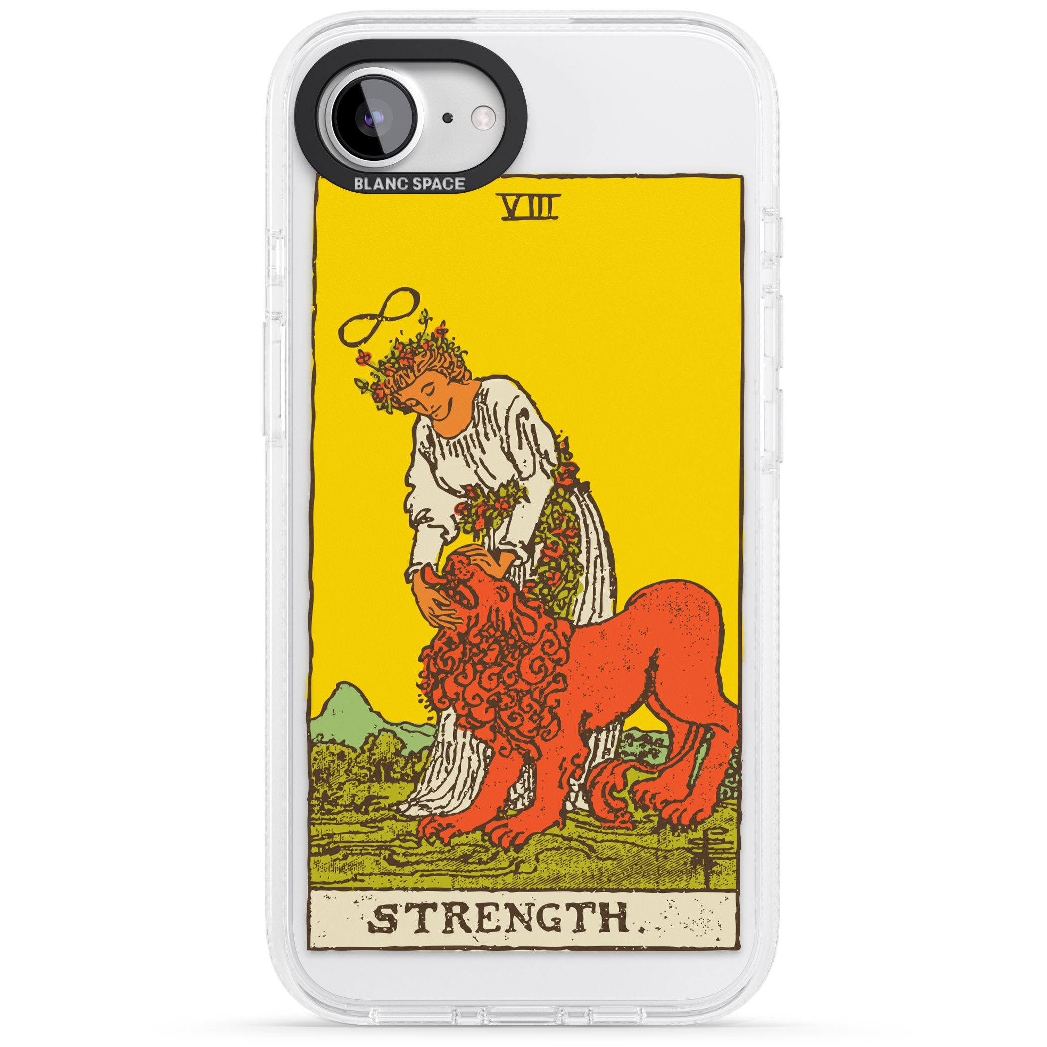 Personalised Strength Tarot Card - Colour iPhone 16e Clear Case Impact Air - Blanc Space