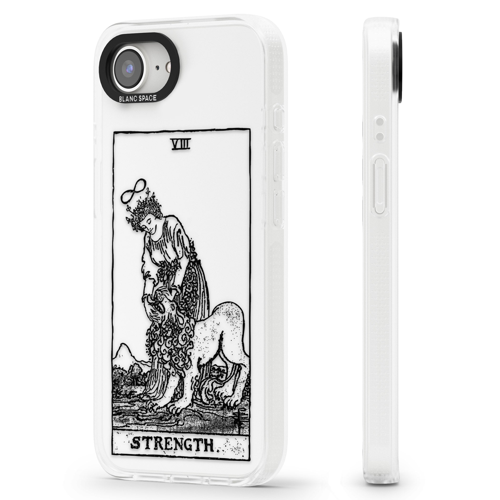 Personalised Strength Tarot Card - Transparent iPhone 16e Clear Case Impact Air - Blanc Space