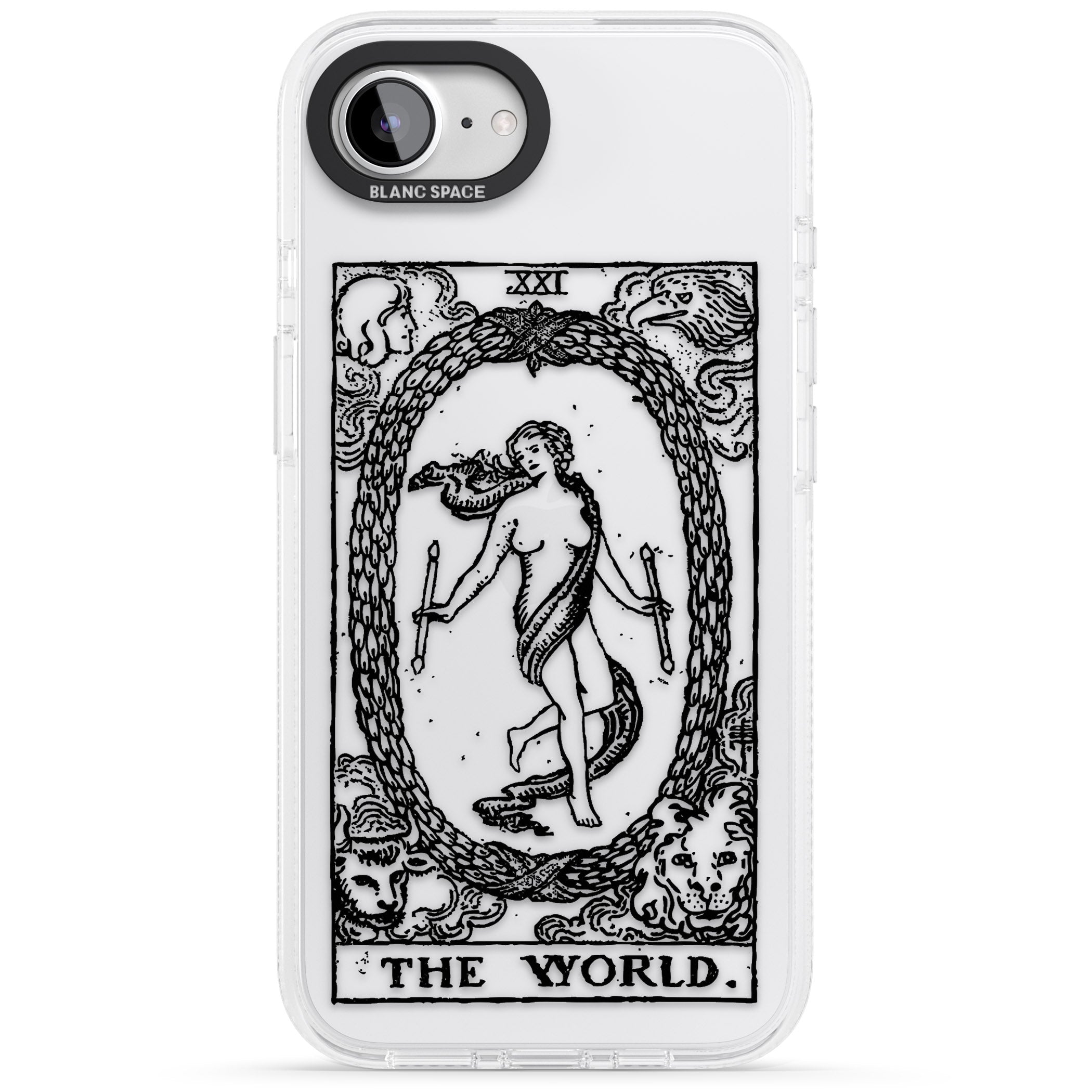 Personalised The World Tarot Card - Transparent iPhone 16e Clear Case Impact Air - Blanc Space