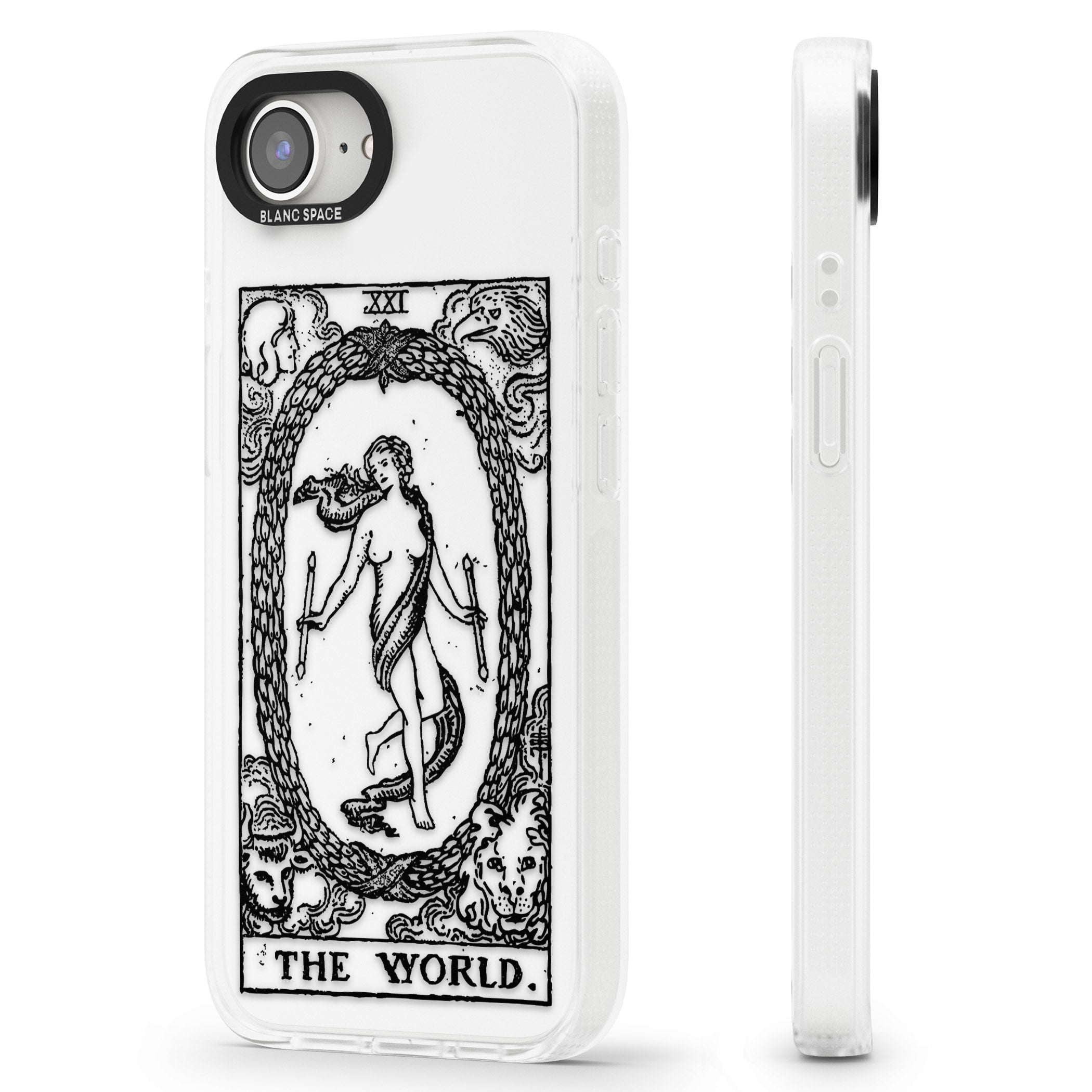Personalised The World Tarot Card - Transparent iPhone 16e Clear Case Impact Air - Blanc Space