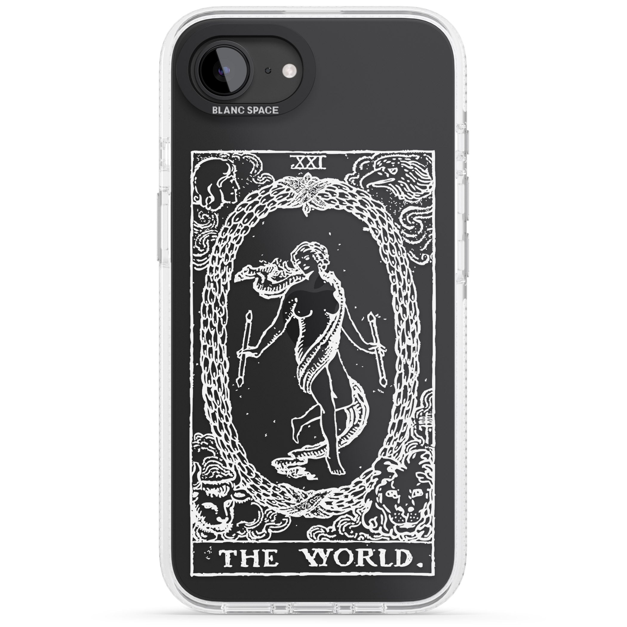 Personalised The World Tarot Card - White Transparent iPhone 16e Clear Case Impact Air - Blanc Space