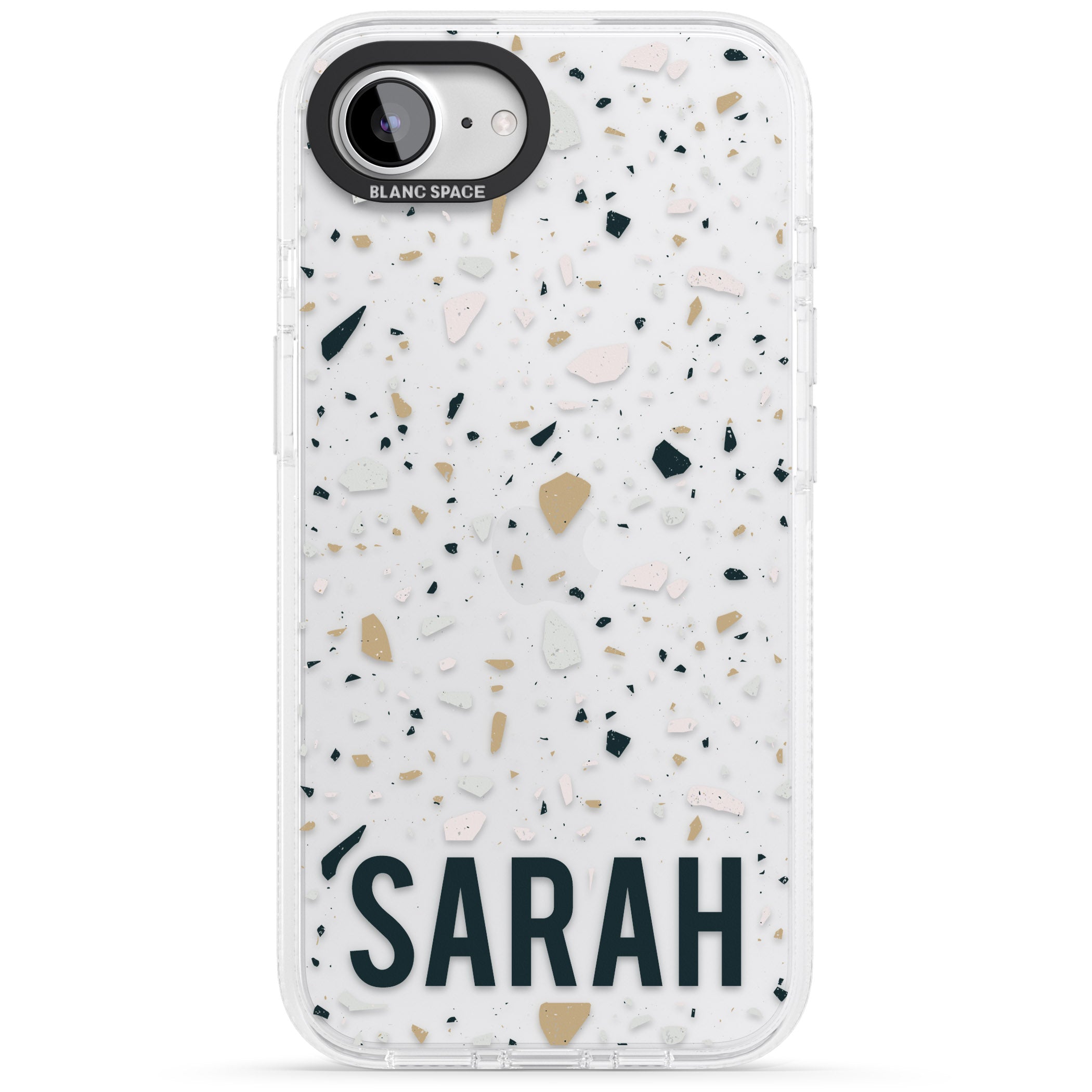 Personalised Terrazzo - Blue, Pink, Brown iPhone 16e Clear Case Impact Air - Blanc Space