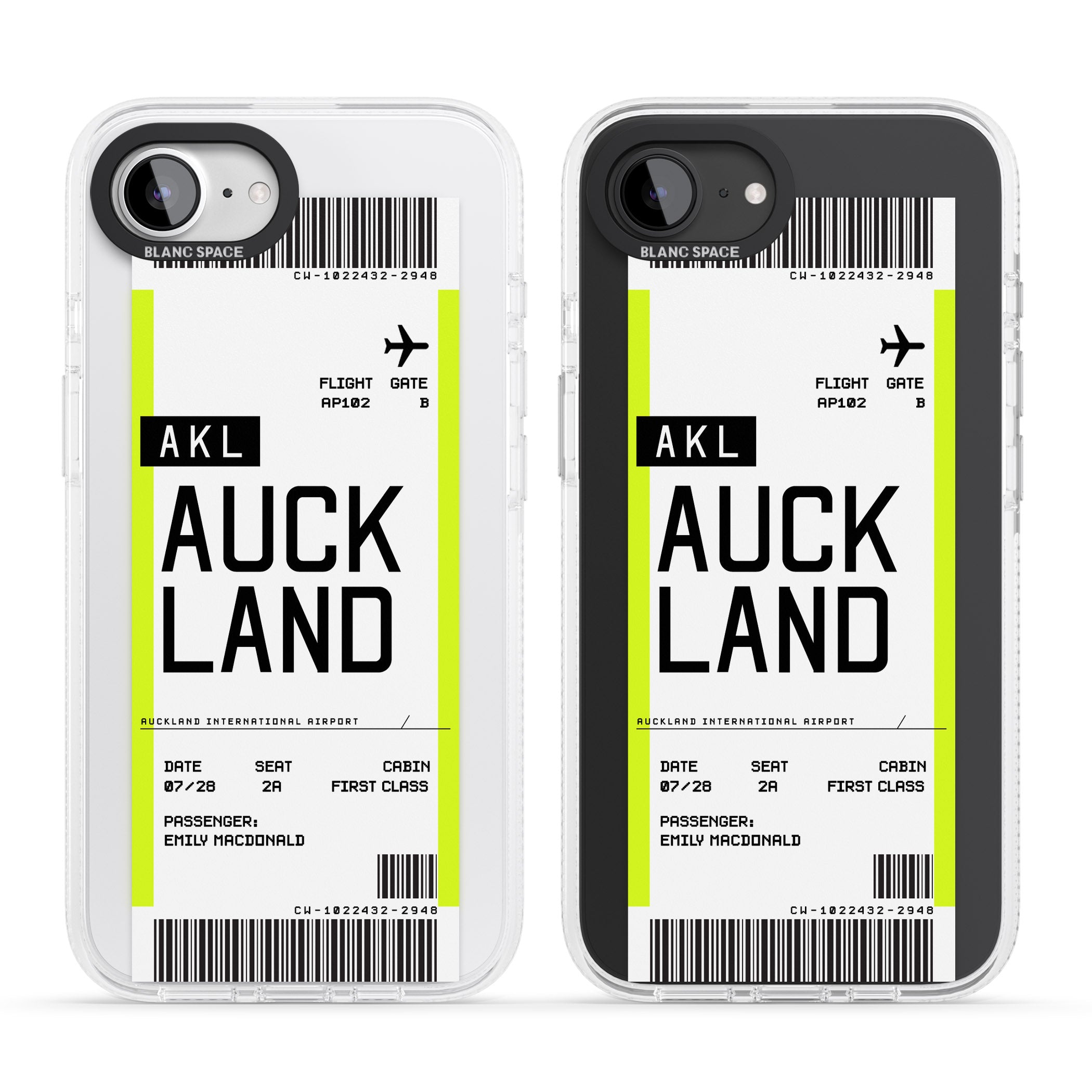 Personalised Auckland Boarding Pass iPhone 16e Clear Case Impact Air - Blanc Space