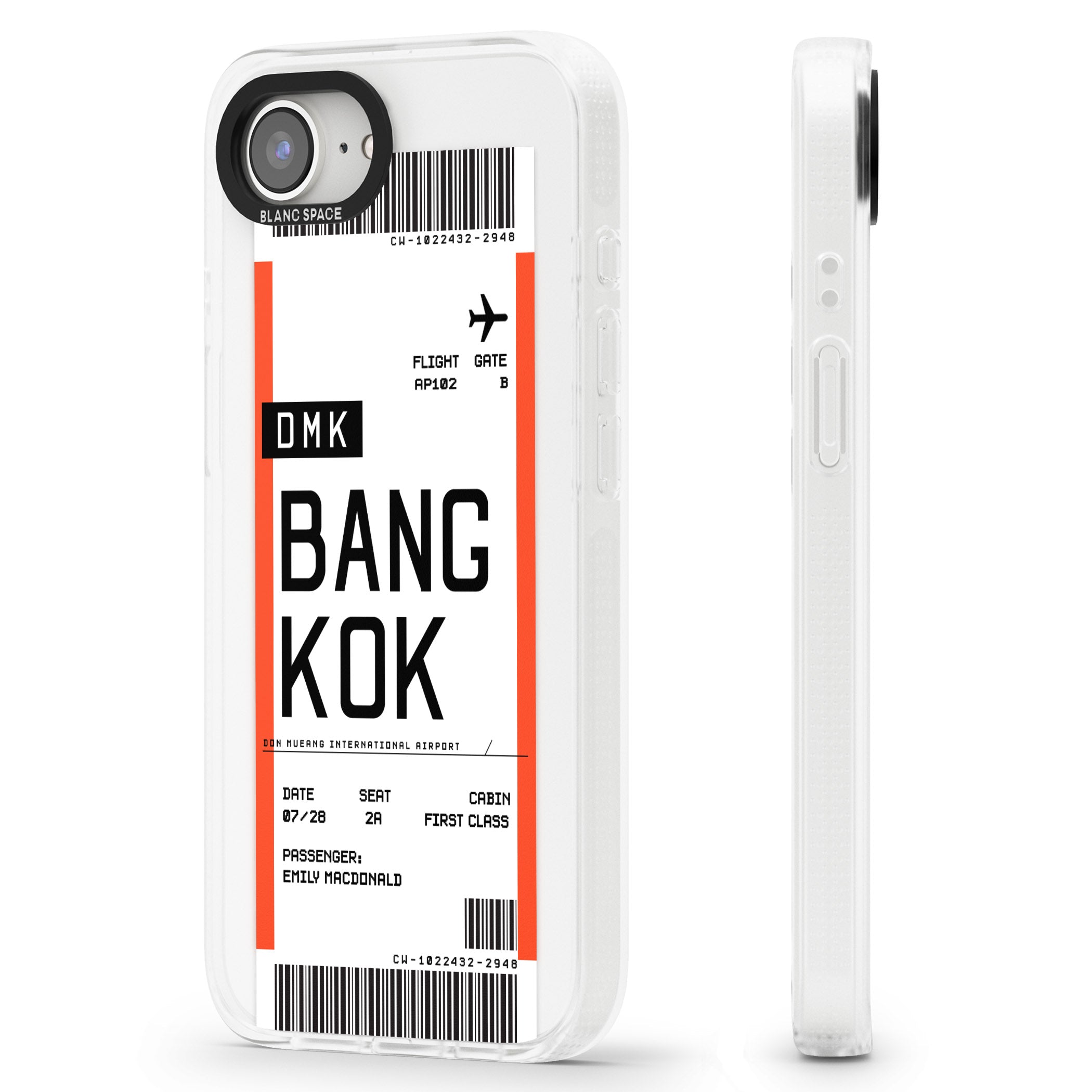 Personalised Bangkok Boarding Pass iPhone 16e Clear Case Impact Air - Blanc Space