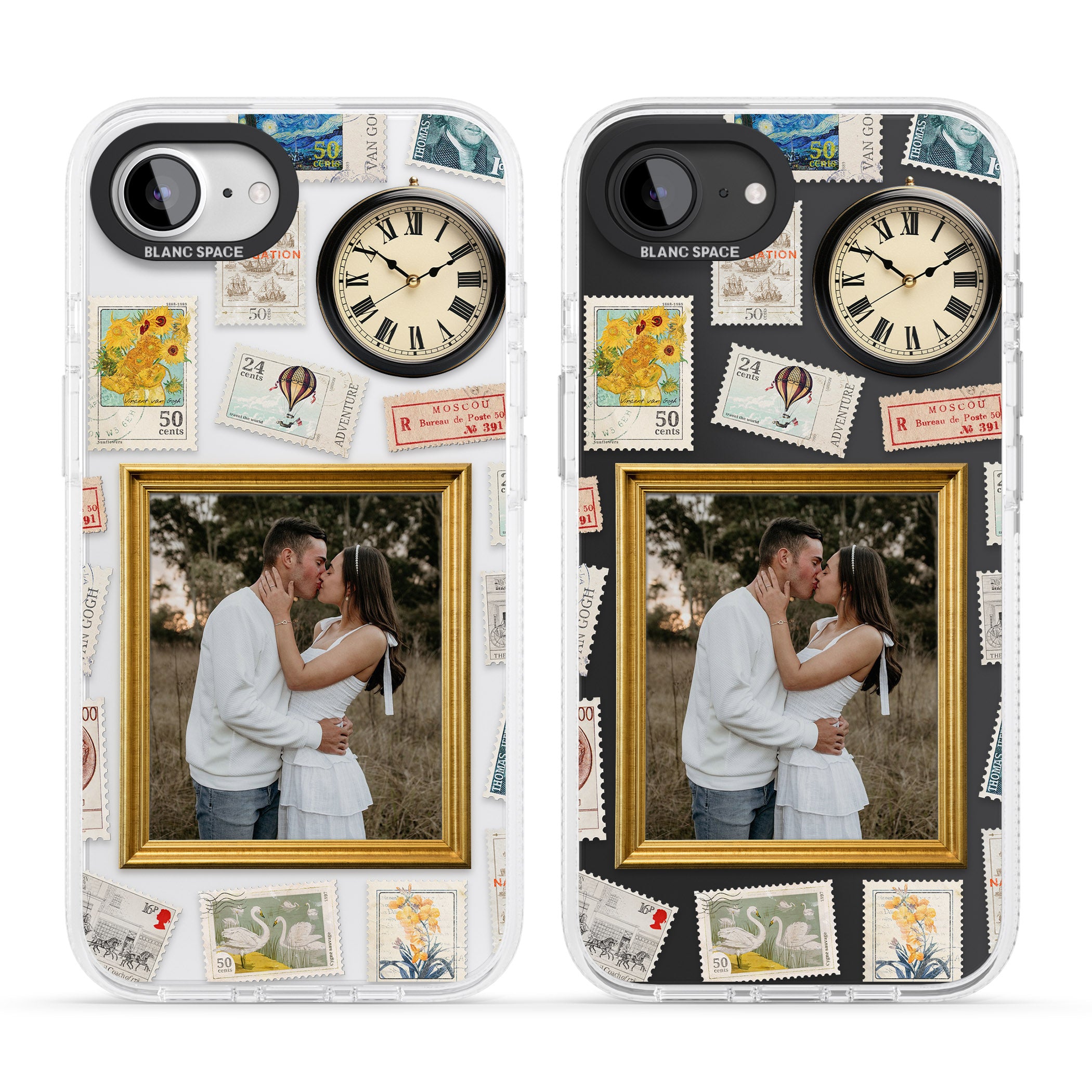 Personalised Vintage Photo Frame Collage iPhone 16e Clear Case Impact Air - Blanc Space
