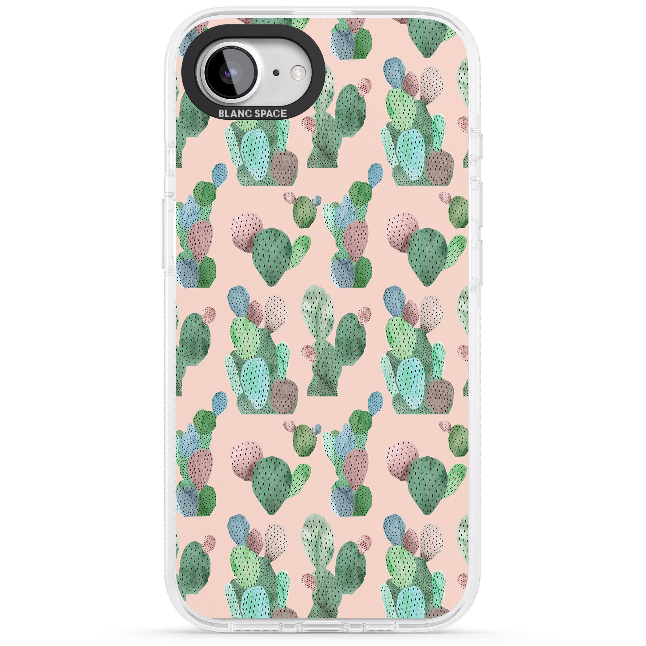 Pink Cactus Pattern Design iPhone 16e Clear Case Impact Air - Blanc Space