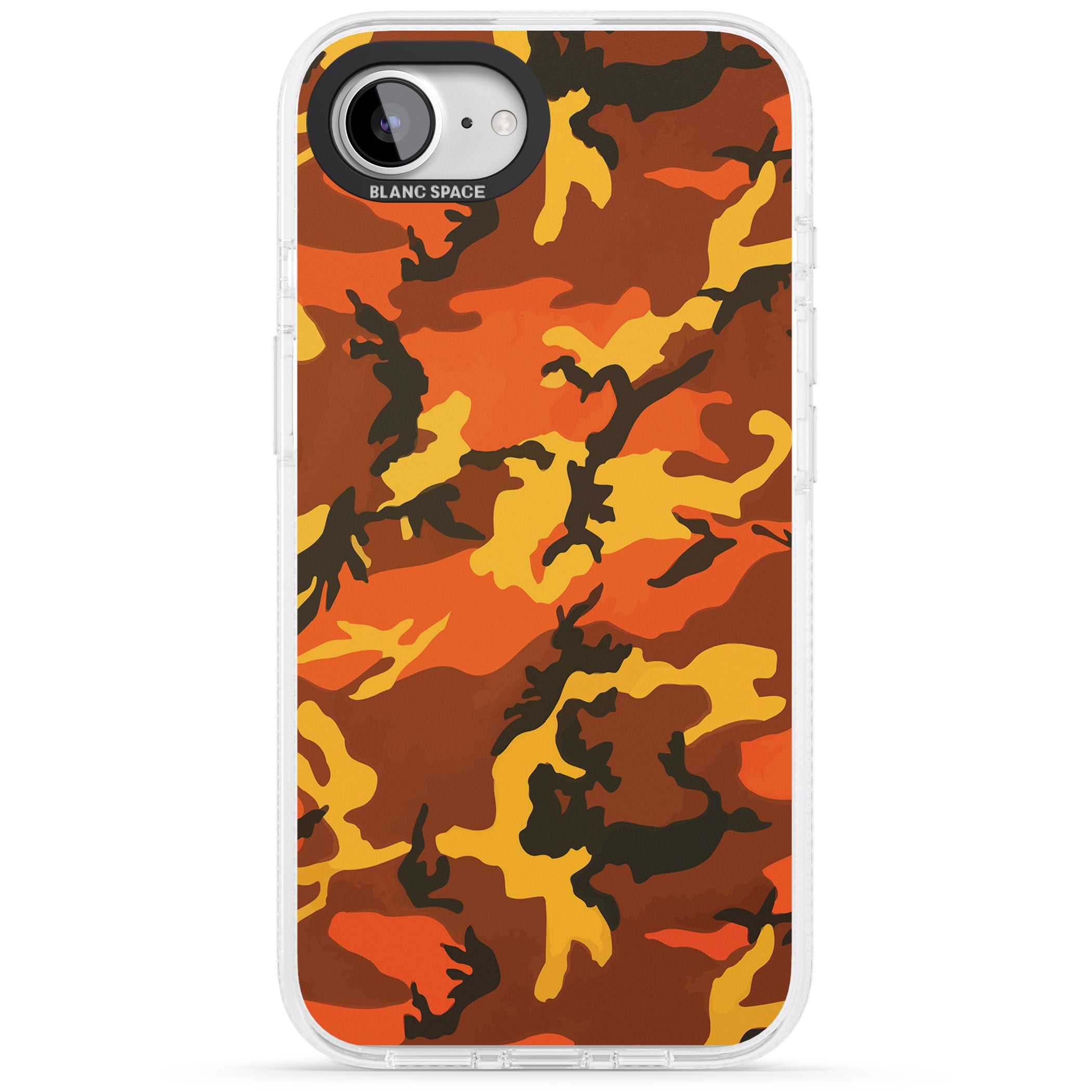 Orange Camo iPhone 16e Clear Case Impact Air - Blanc Space