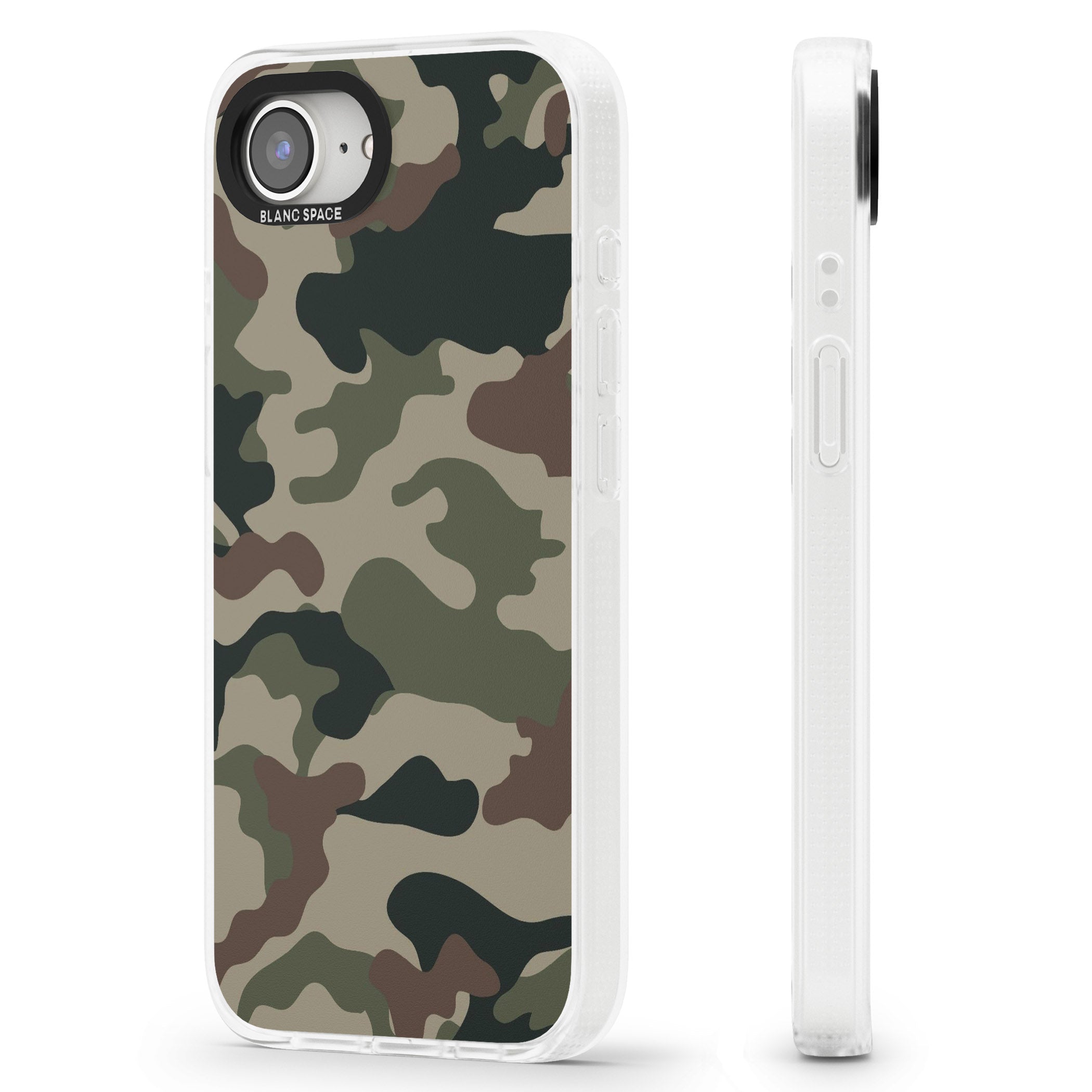 Woodland British Camo iPhone 16e Clear Case Impact Air - Blanc Space
