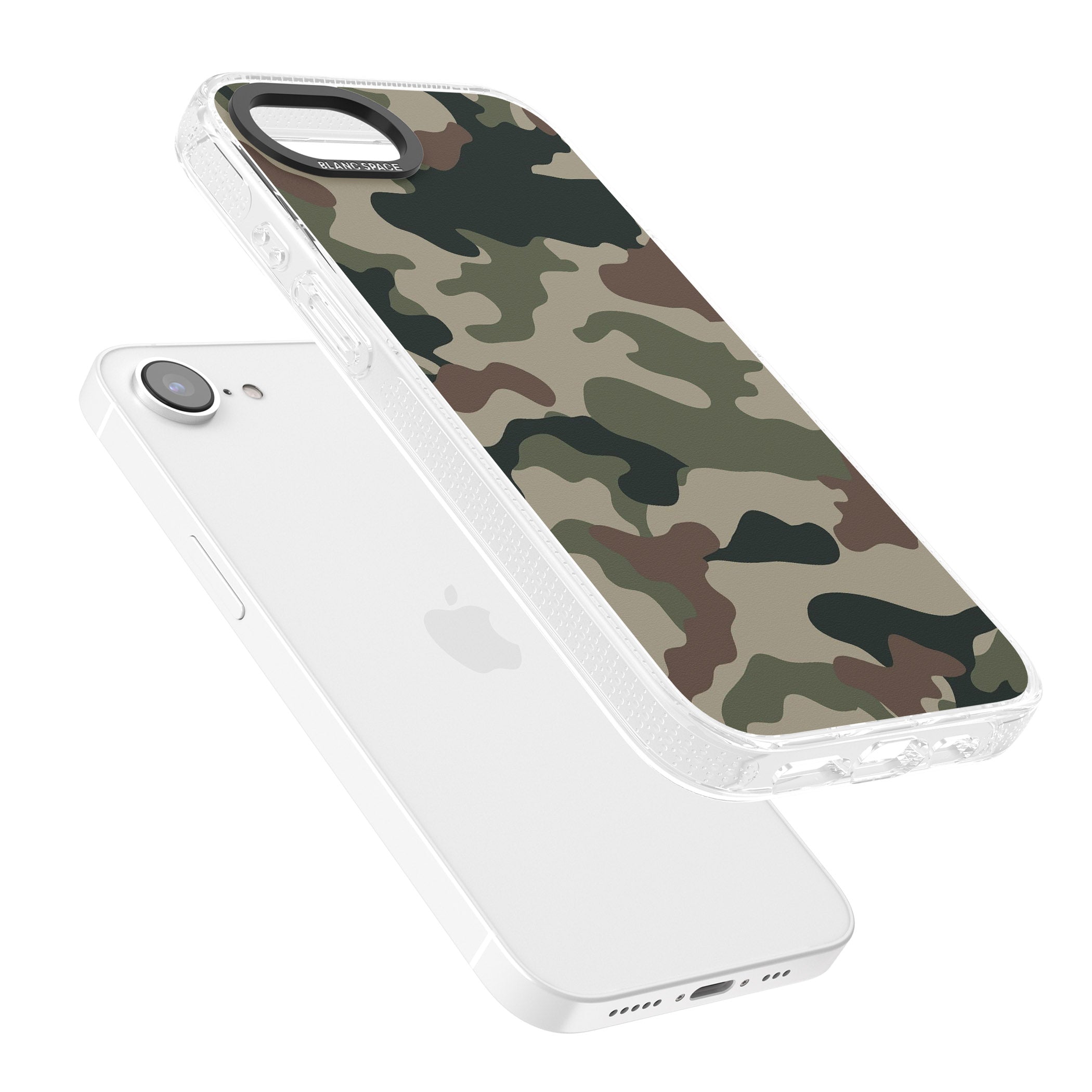 Woodland British Camo iPhone 16e Clear Case Impact Air - Blanc Space