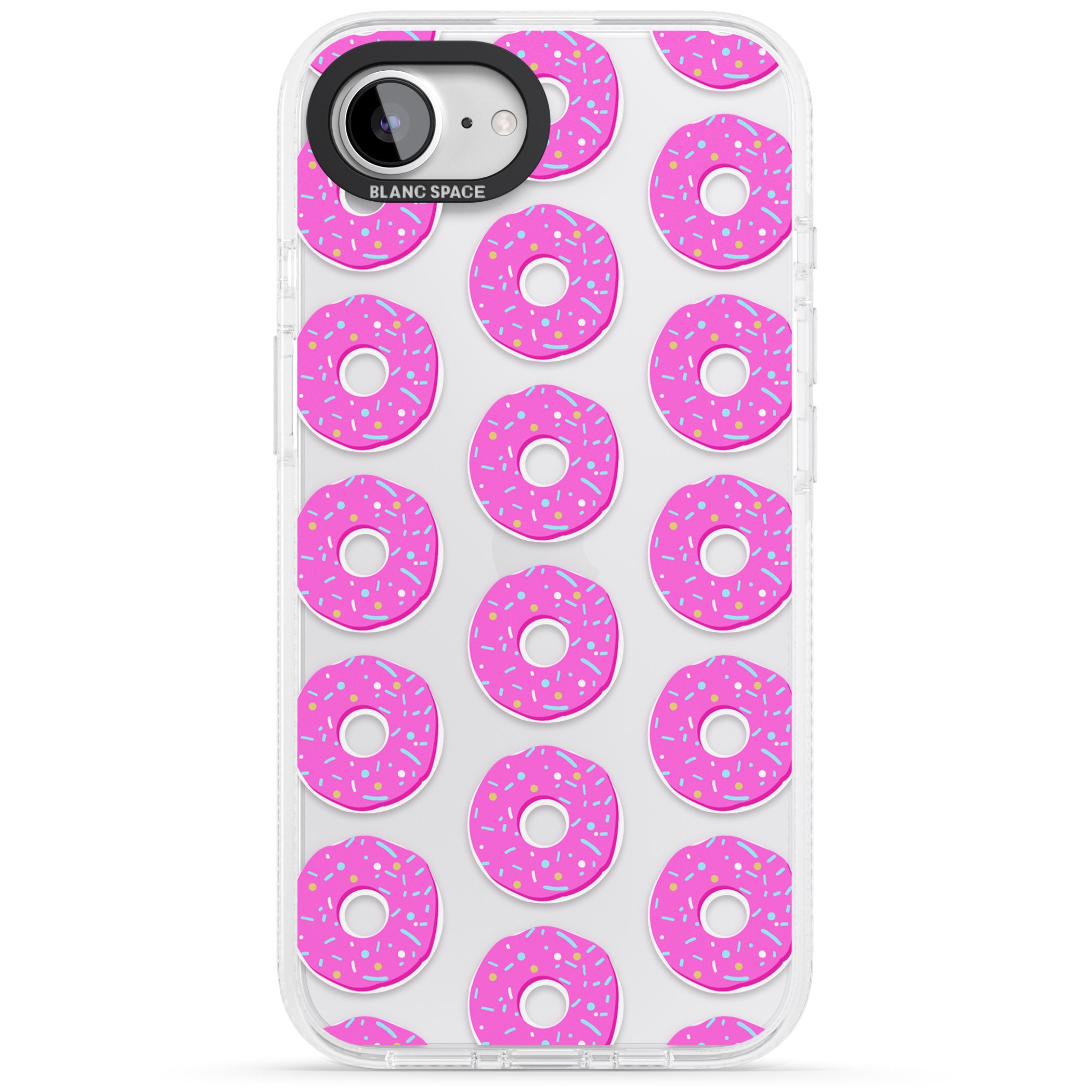Pink Donut Pattern iPhone 16e Clear Case Impact Air - Blanc Space