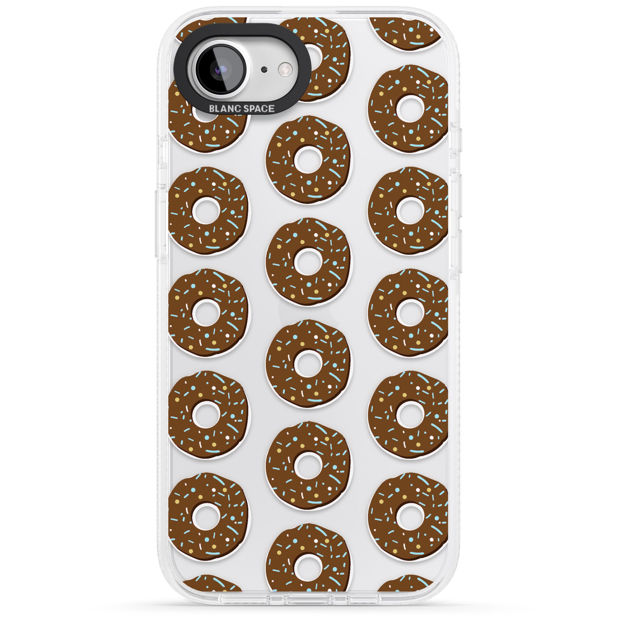 Chocolate Donut Pattern iPhone 16e Clear Case Impact Air - Blanc Space