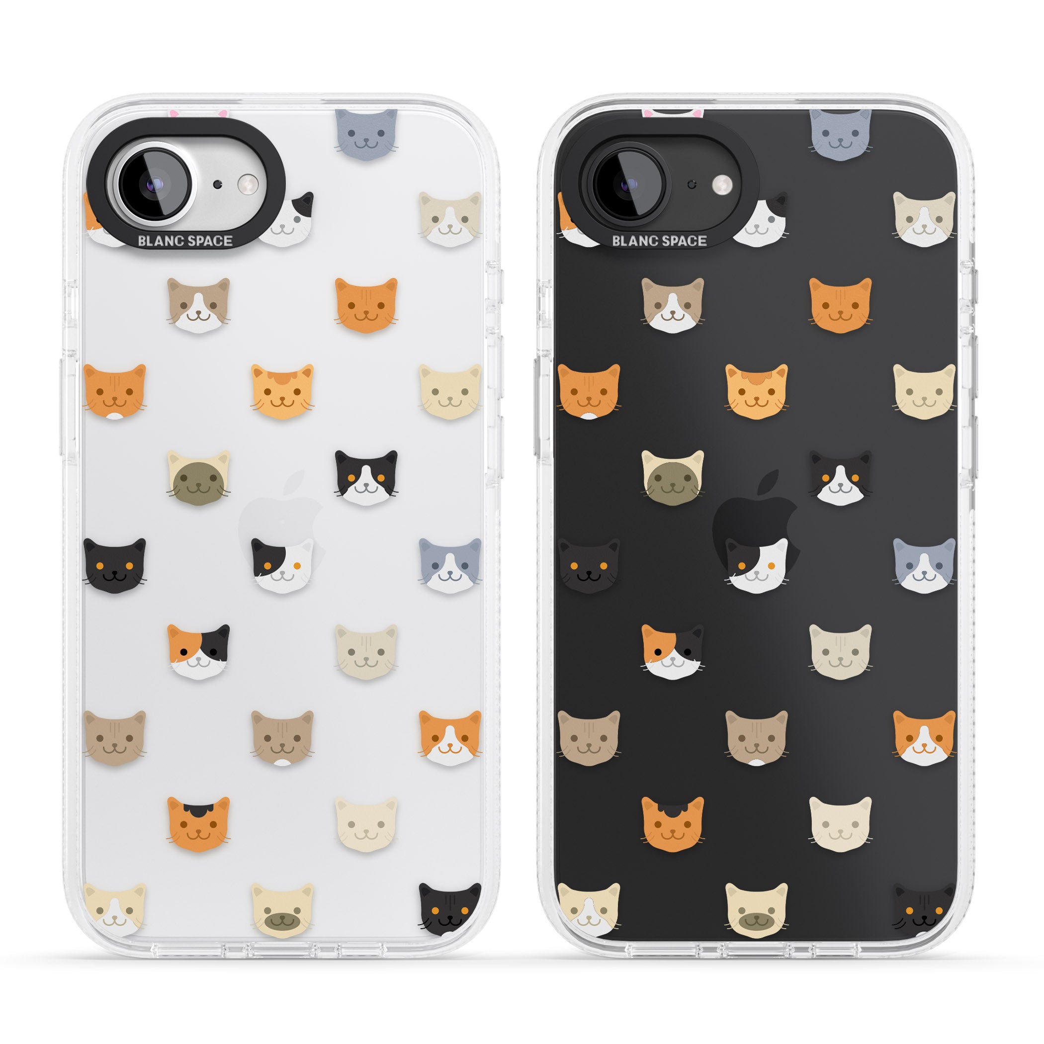 Cute Cat Face Transparent iPhone 16e Clear Case Impact Air - Blanc Space