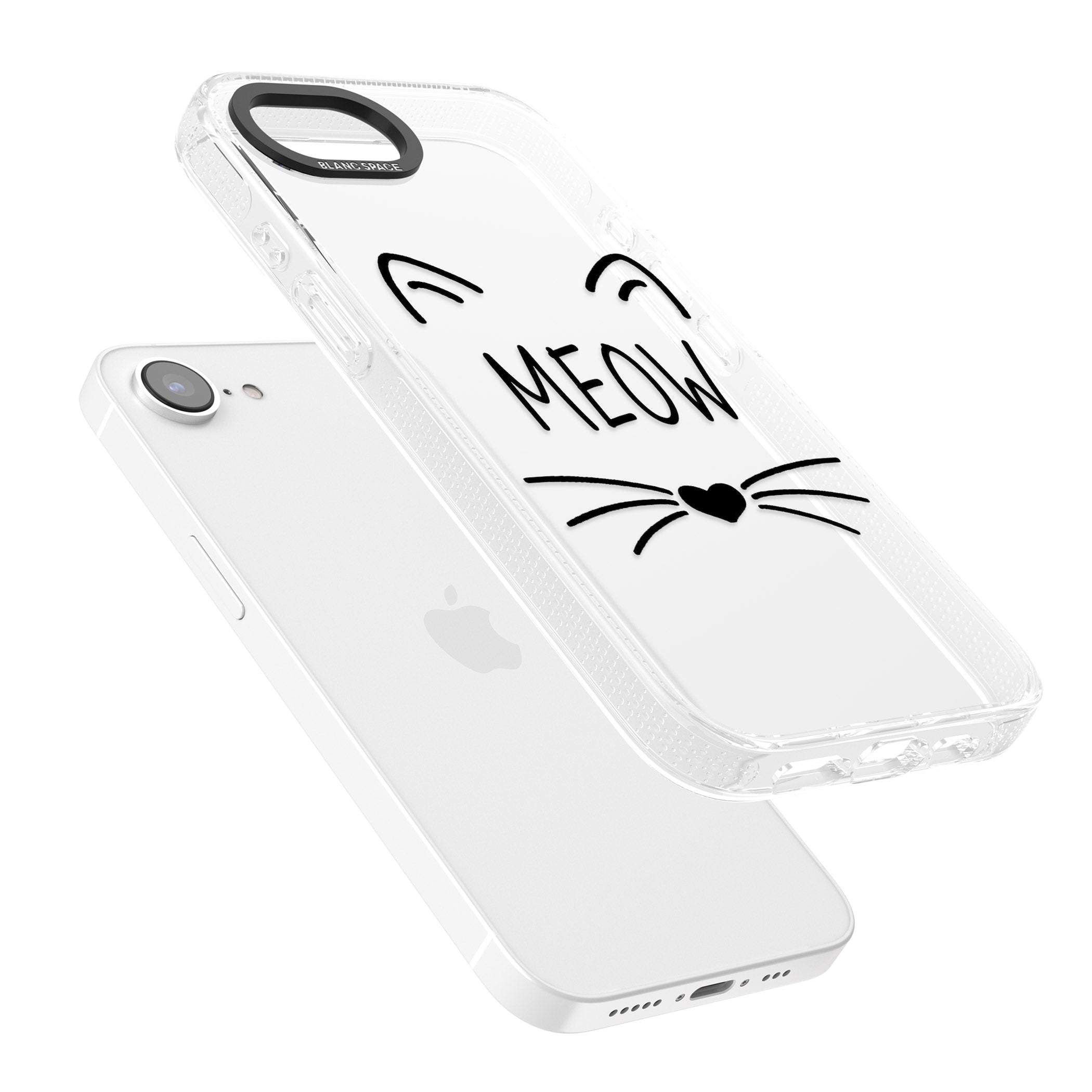 Cat Whiskers iPhone 16e Clear Case Impact Air - Blanc Space
