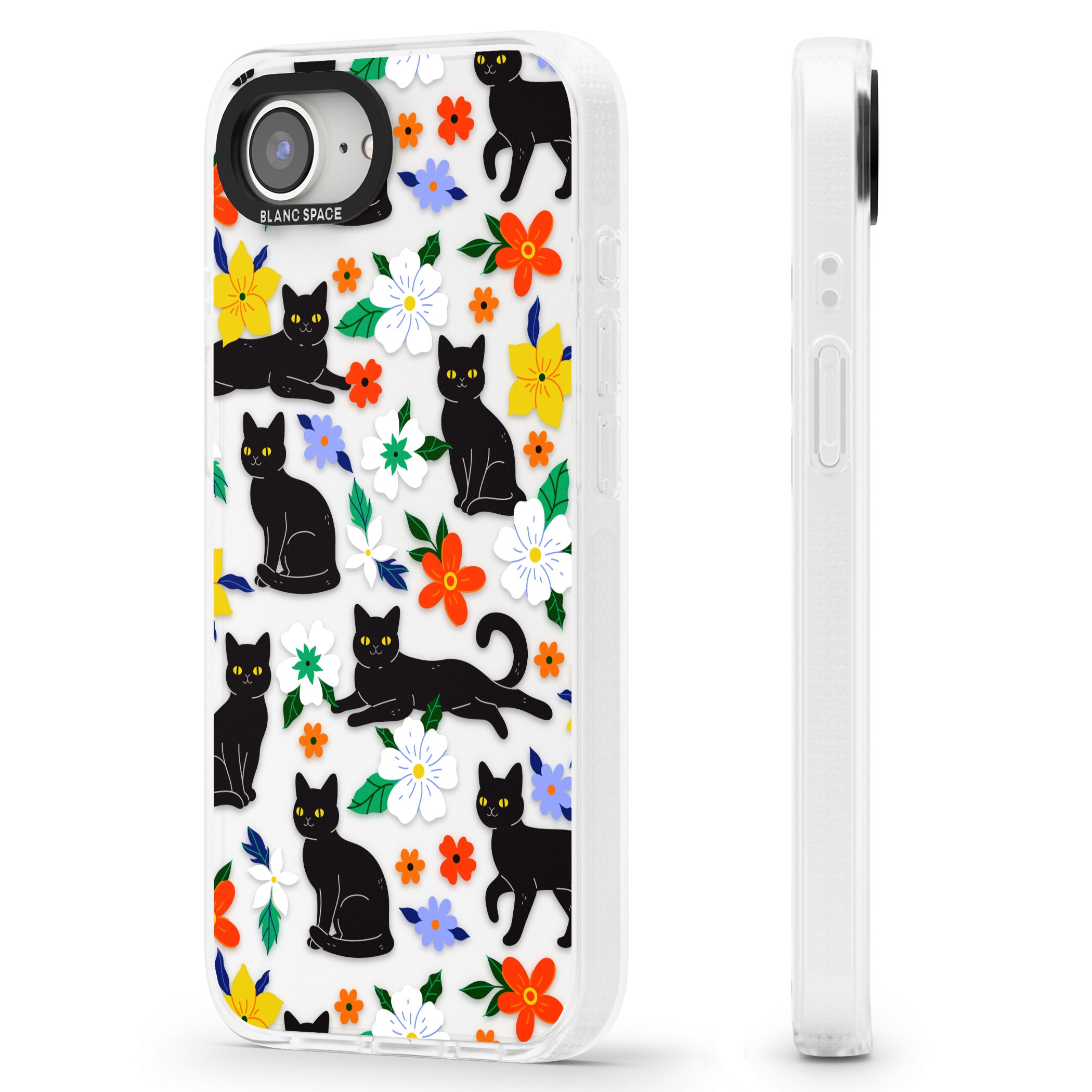Cats & Flowers iPhone 16e Clear Case Impact Air - Blanc Space