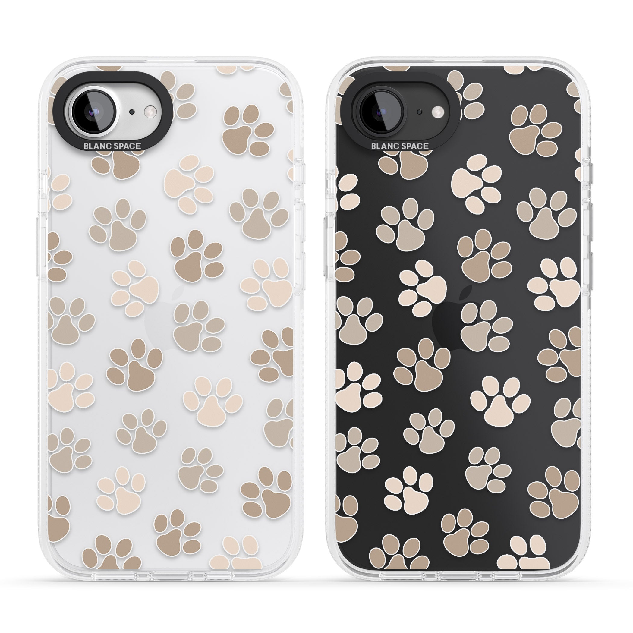 Paw Prints iPhone 16e Clear Case Impact Air - Blanc Space