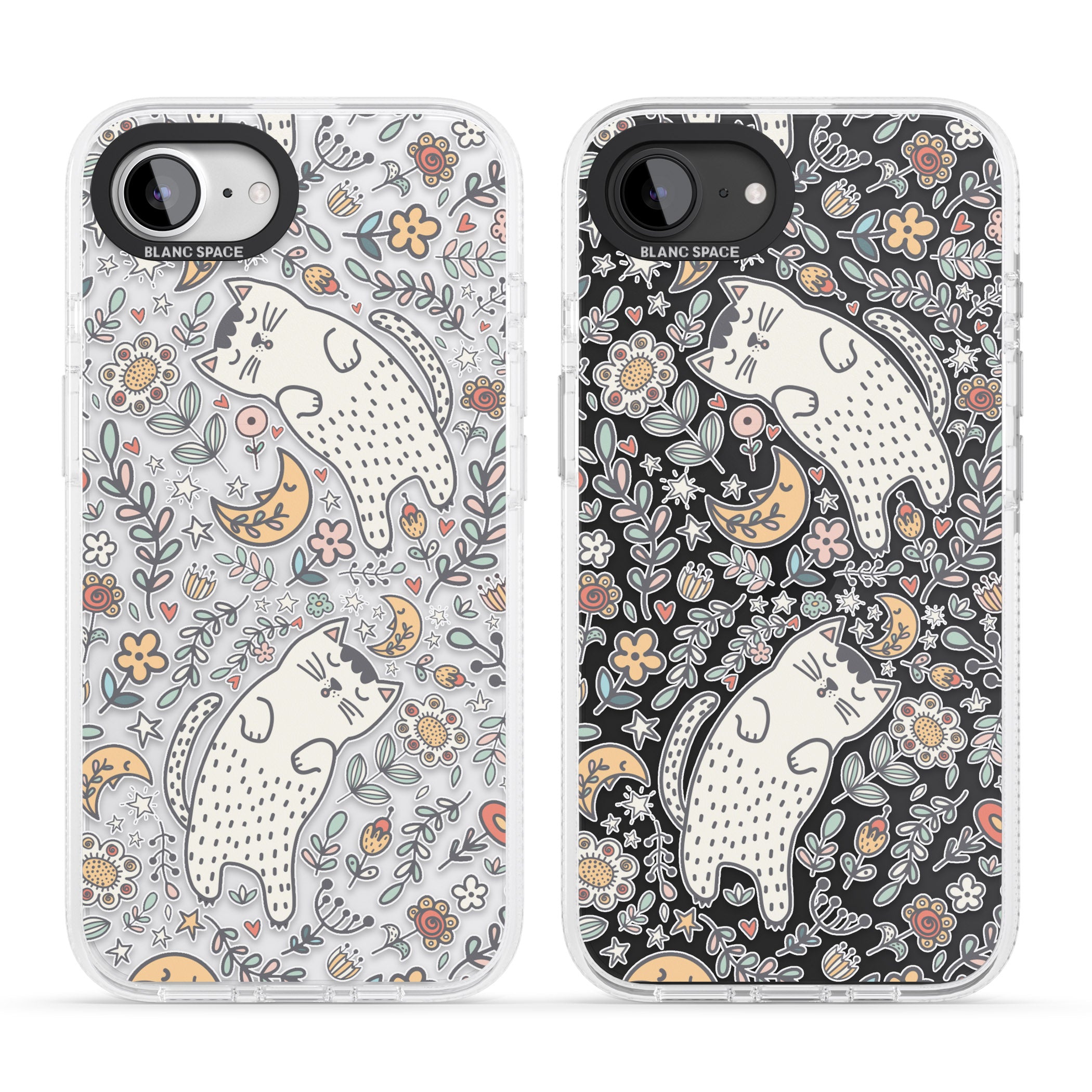 Sleeping Cat Pattern iPhone 16e Clear Case Impact Air - Blanc Space