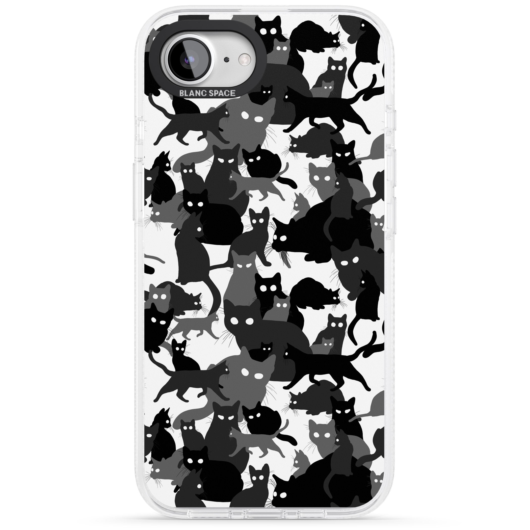 Black & White Cat Camouflage iPhone 16e Clear Case Impact Air - Blanc Space