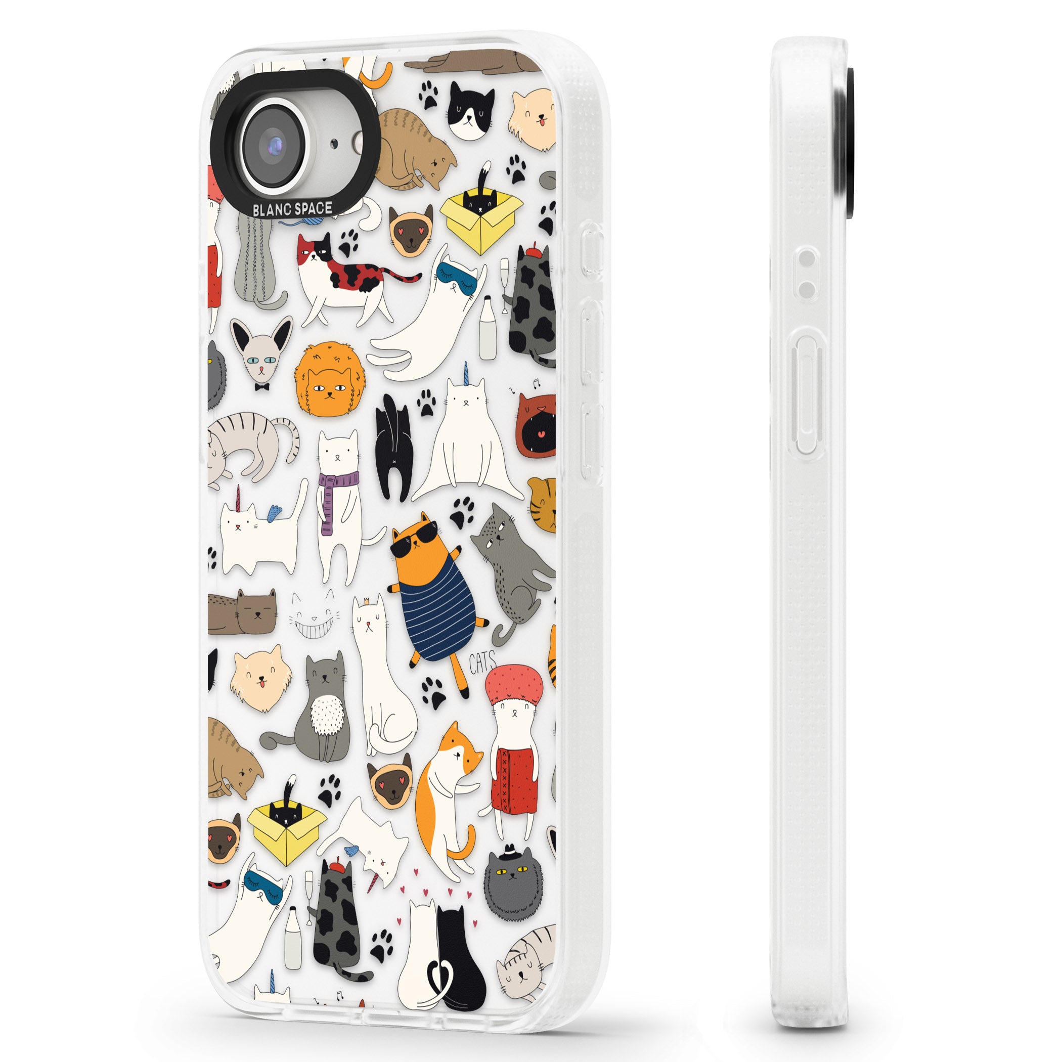 Cartoon Cat Collage iPhone 16e Clear Case Impact Air - Blanc Space