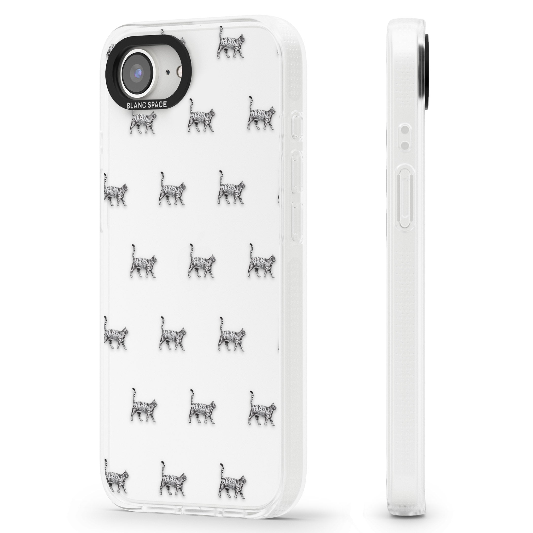 British Shorthair Cat Pattern iPhone 16e Clear Case Impact Air - Blanc Space