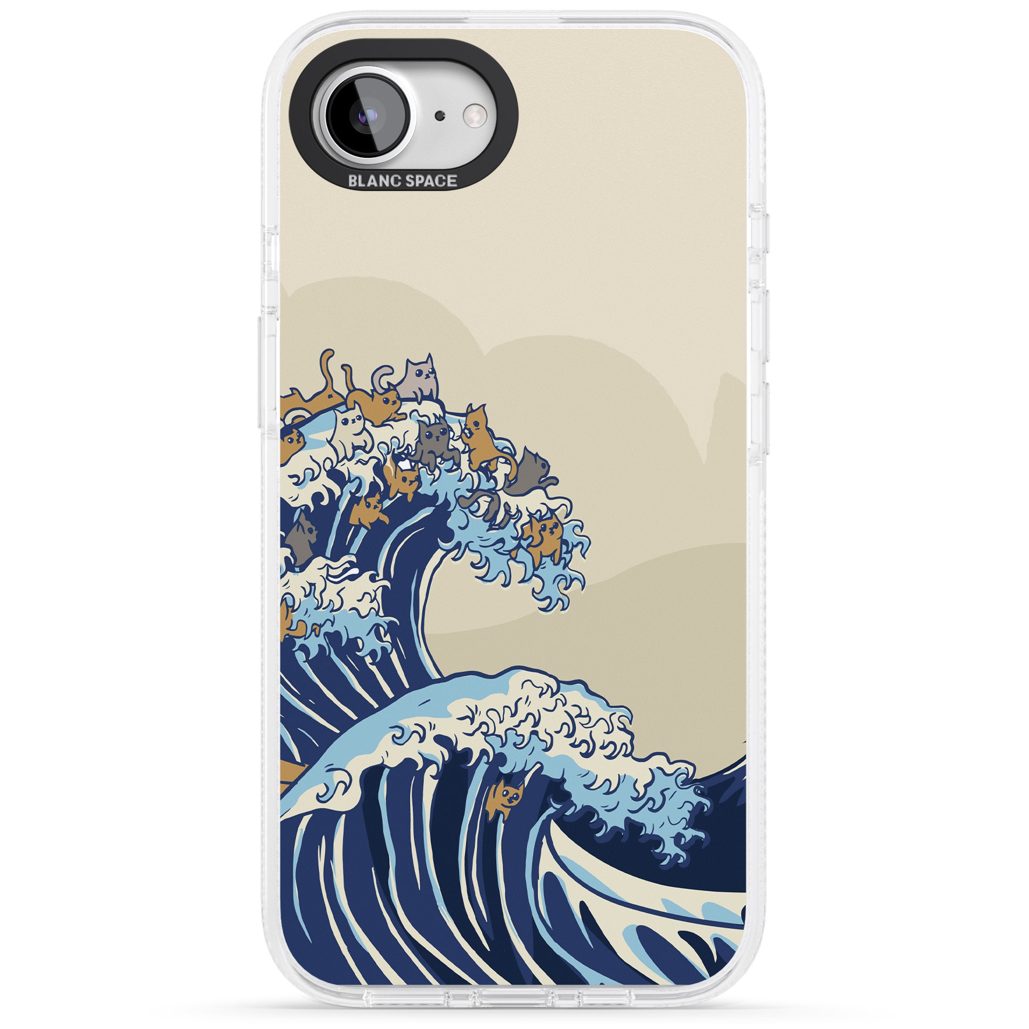 The Great Cat Wave iPhone 16e Clear Case Impact Air - Blanc Space