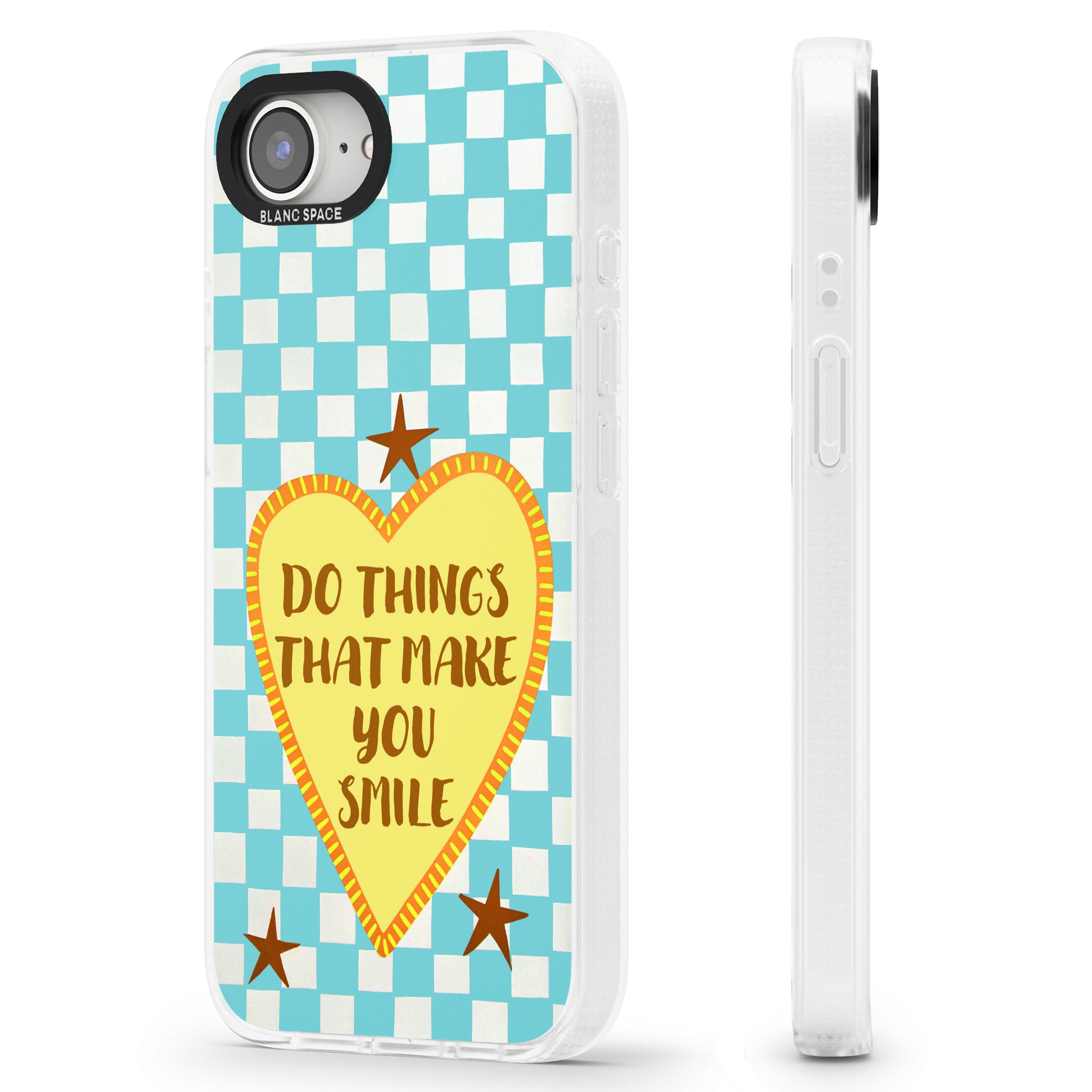 Do Things That Make You Smile iPhone 16e Clear Case Impact Air - Blanc Space