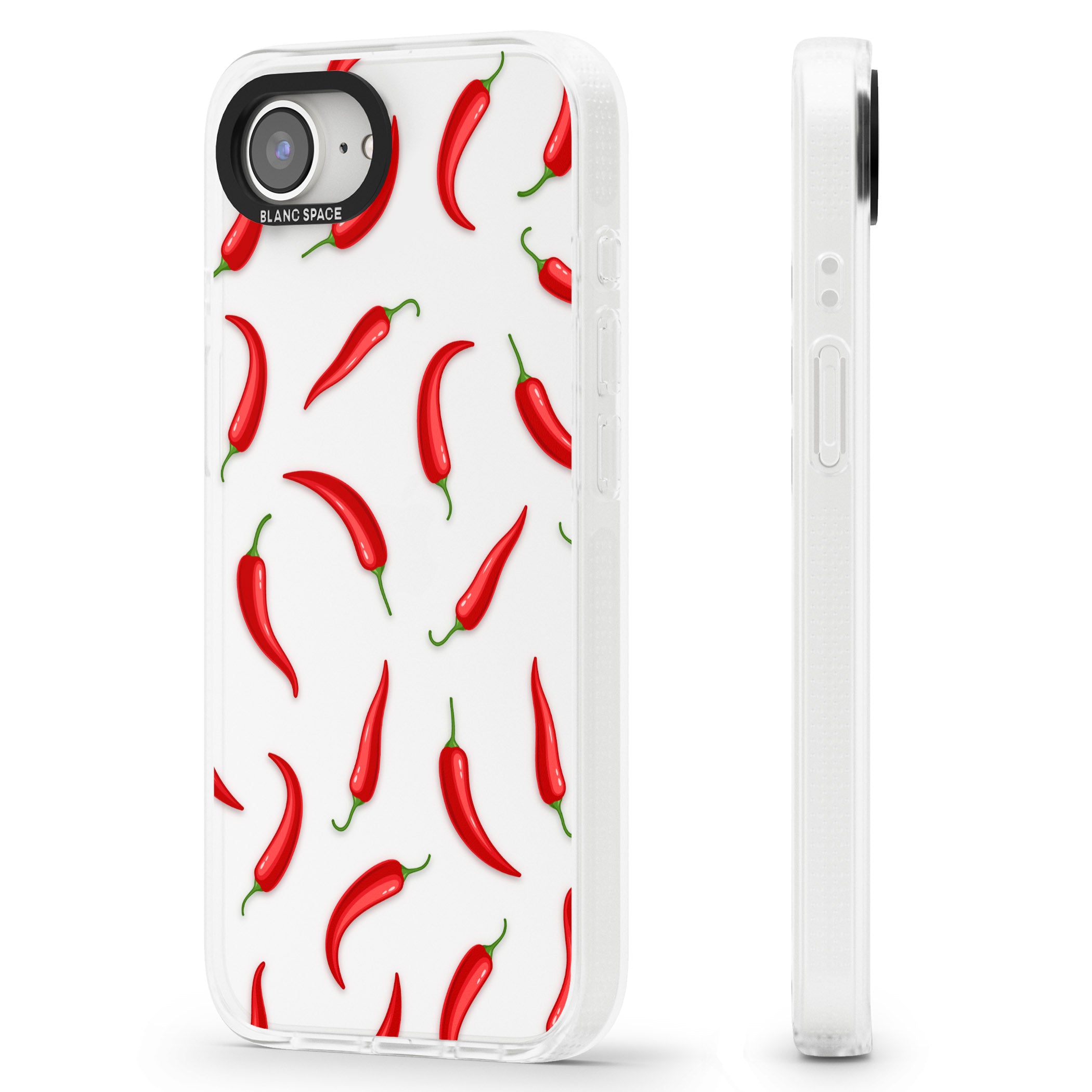 Chilli Pattern iPhone 16e Clear Case Impact Air - Blanc Space
