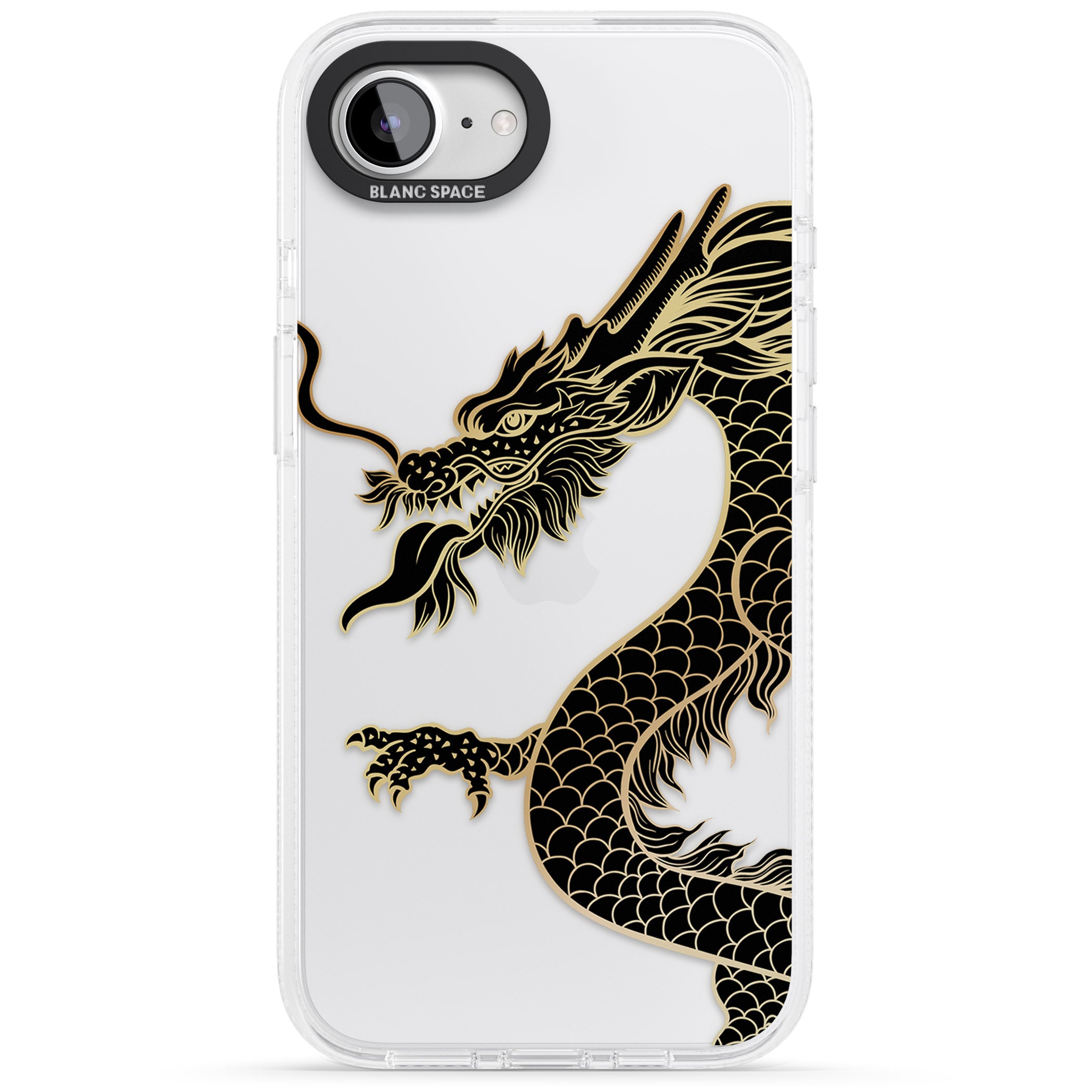 Large Black Dragon iPhone 16e Clear Case Impact Air - Blanc Space