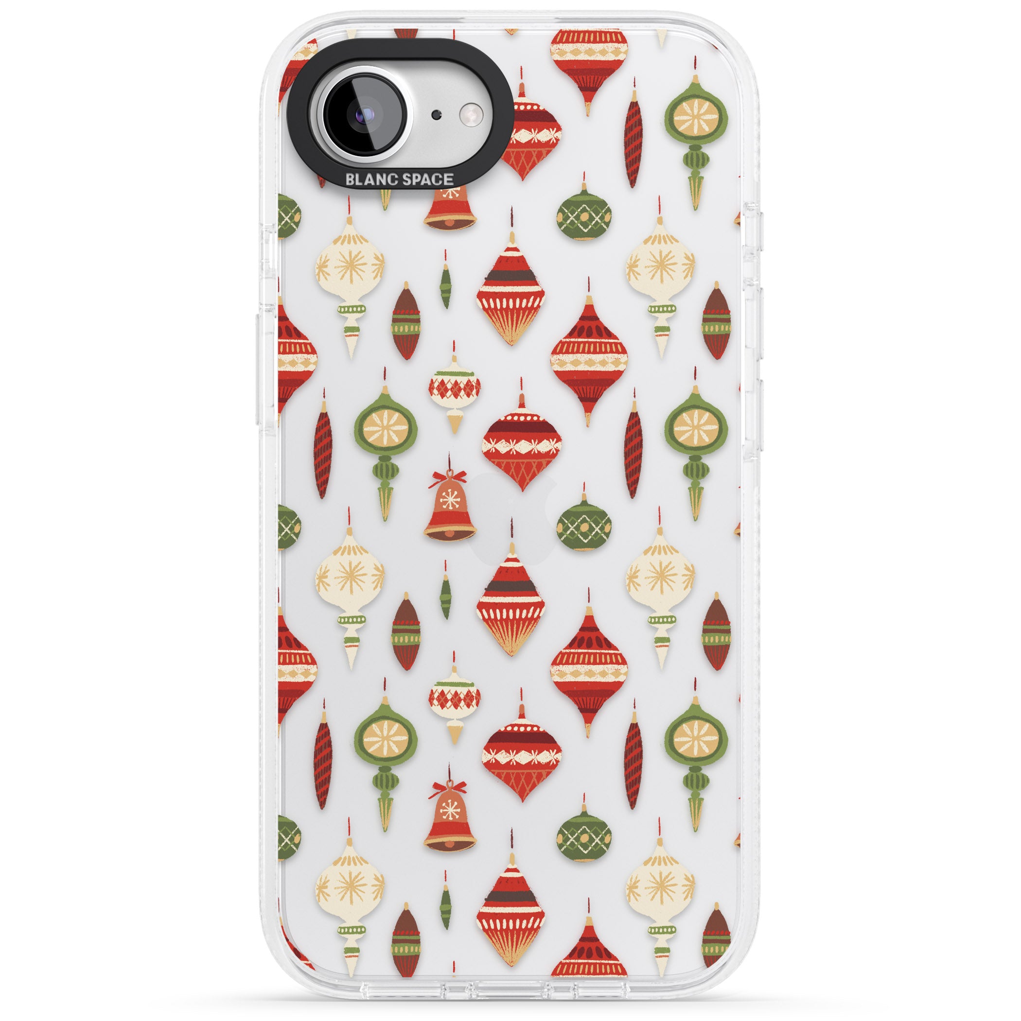 Christmas Baubles Pattern iPhone 16e Clear Case Impact Air - Blanc Space