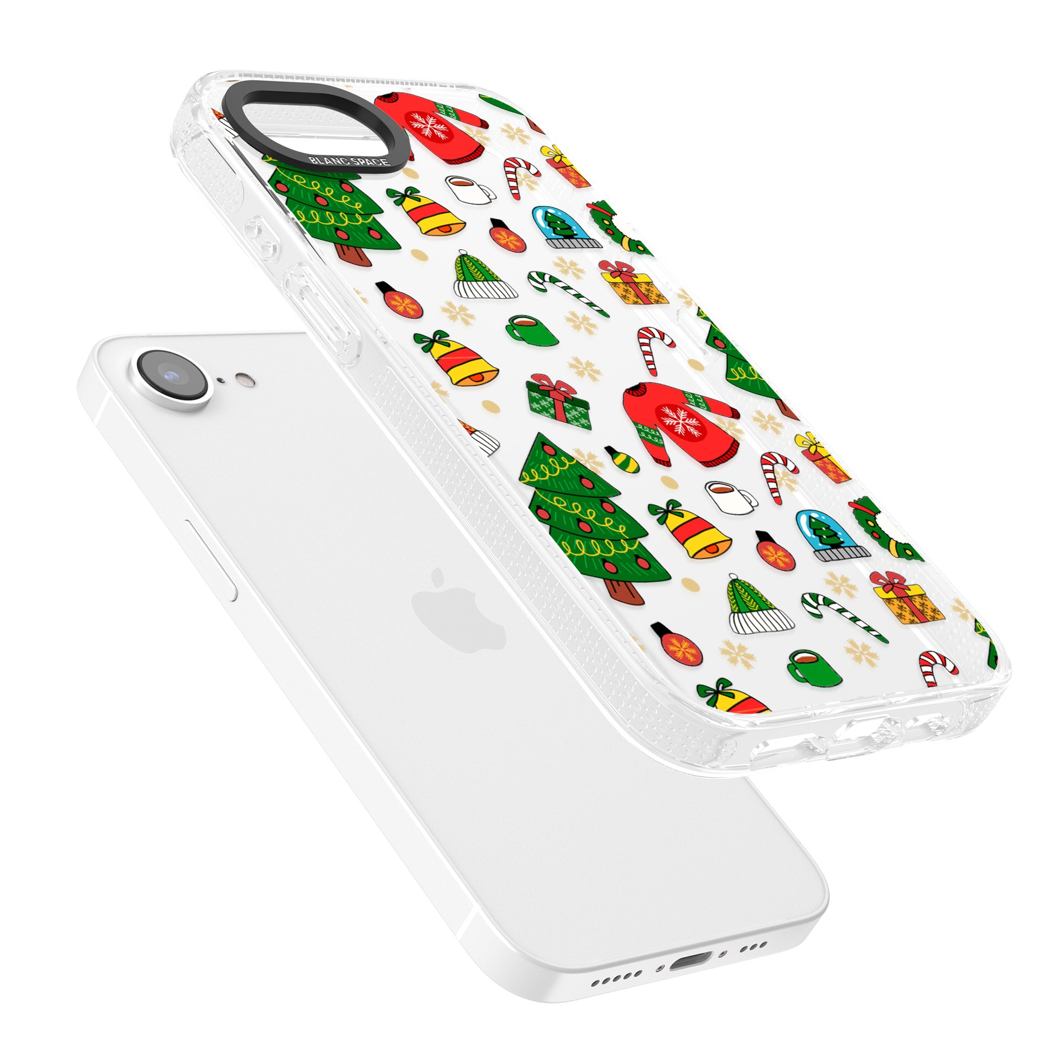 Christmas Mixture Pattern iPhone 16e Clear Case Impact Air - Blanc Space