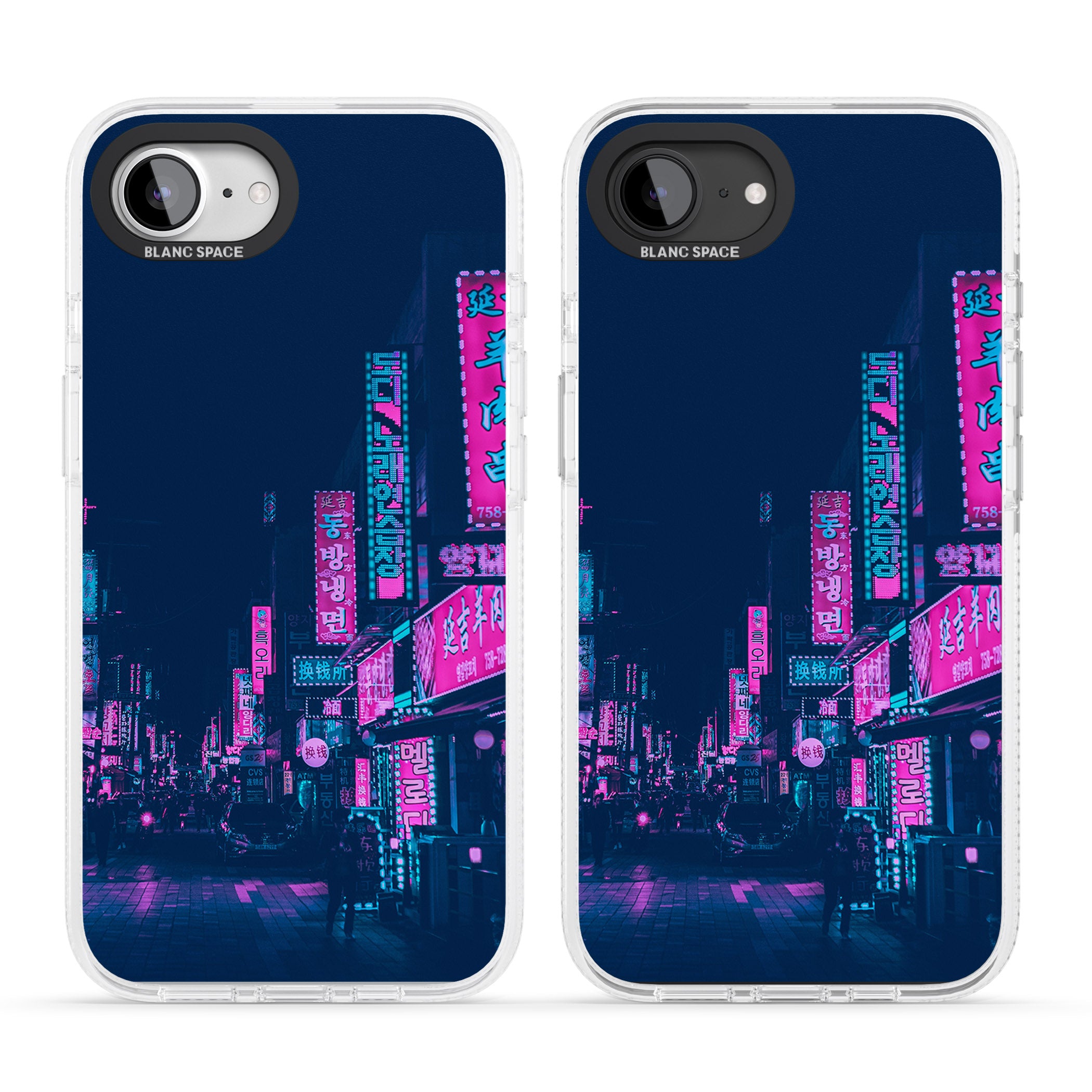 Pink & Turquoise - Neon Cities iPhone 16e Clear Case Impact Air - Blanc Space