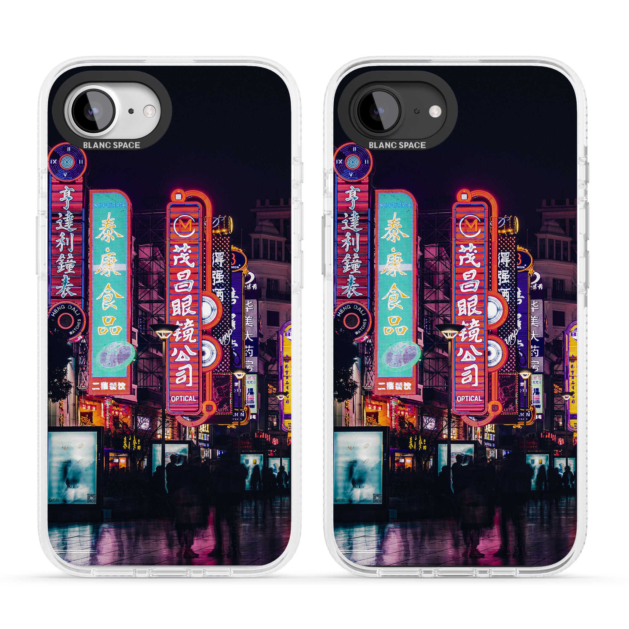 Busy Street - Neon Cities Photographs iPhone 16e Clear Case Impact Air - Blanc Space