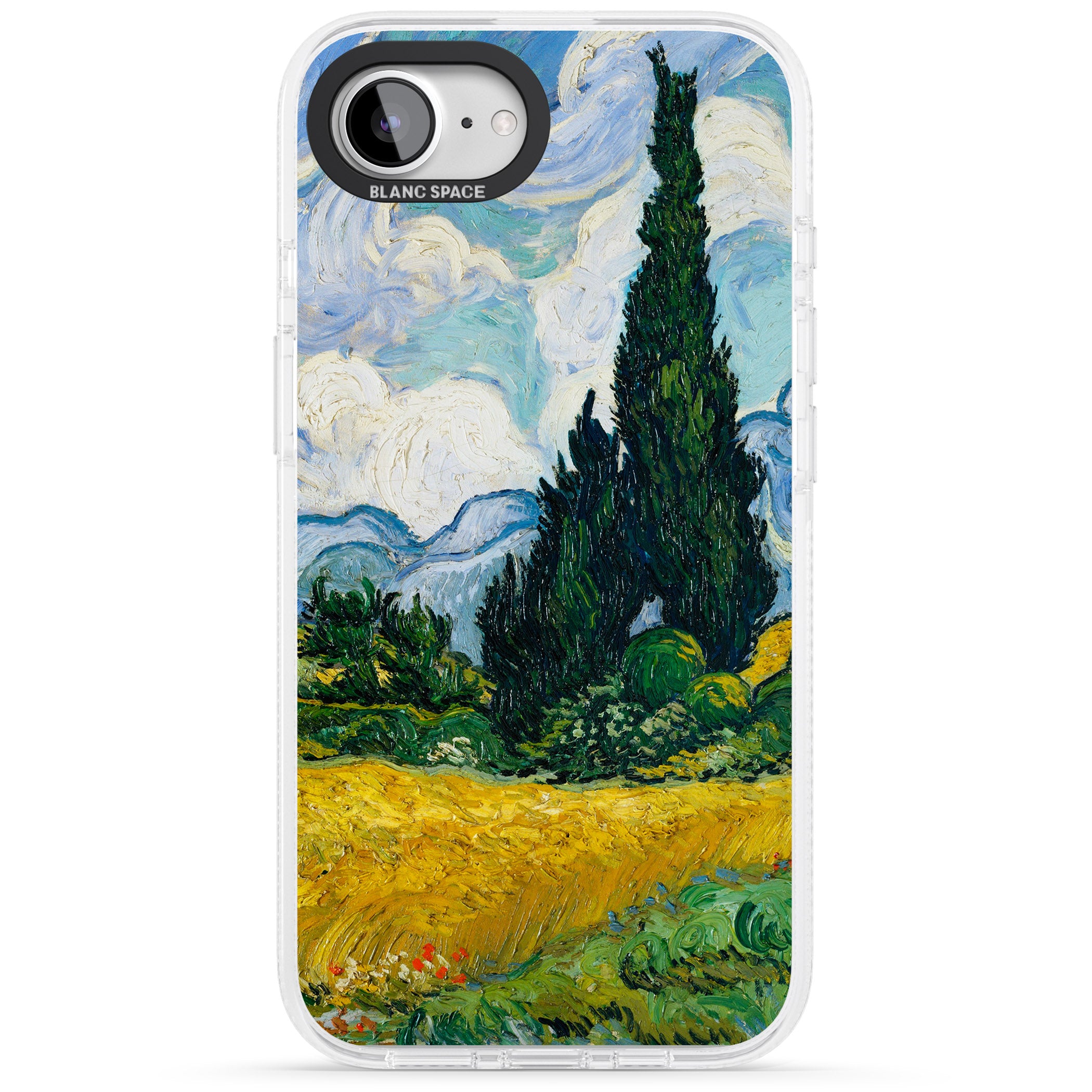 Wheat Field with Cypresses by Vincent Van Gogh iPhone 16e Clear Case Impact Air - Blanc Space