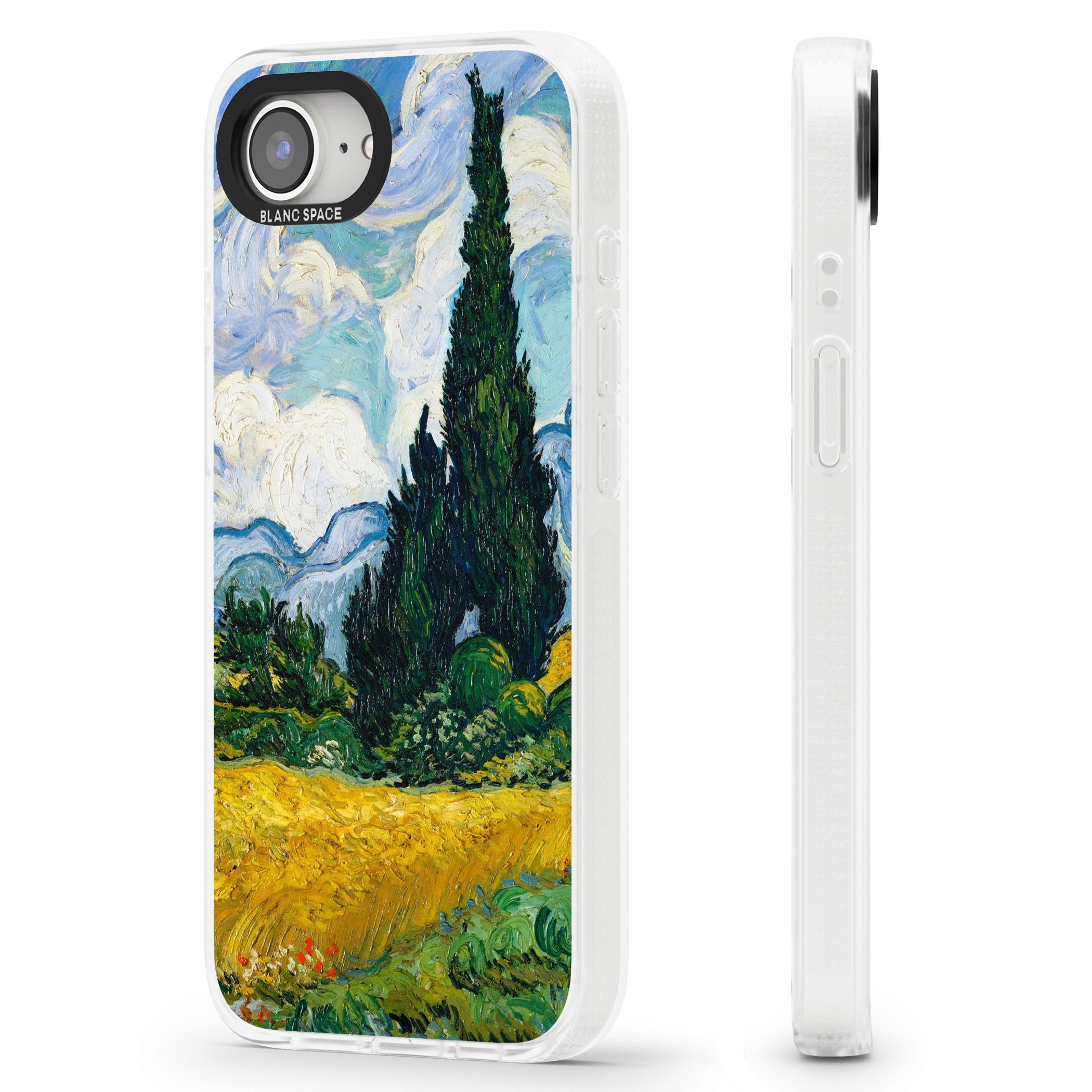 Wheat Field with Cypresses by Vincent Van Gogh iPhone 16e Clear Case Impact Air - Blanc Space