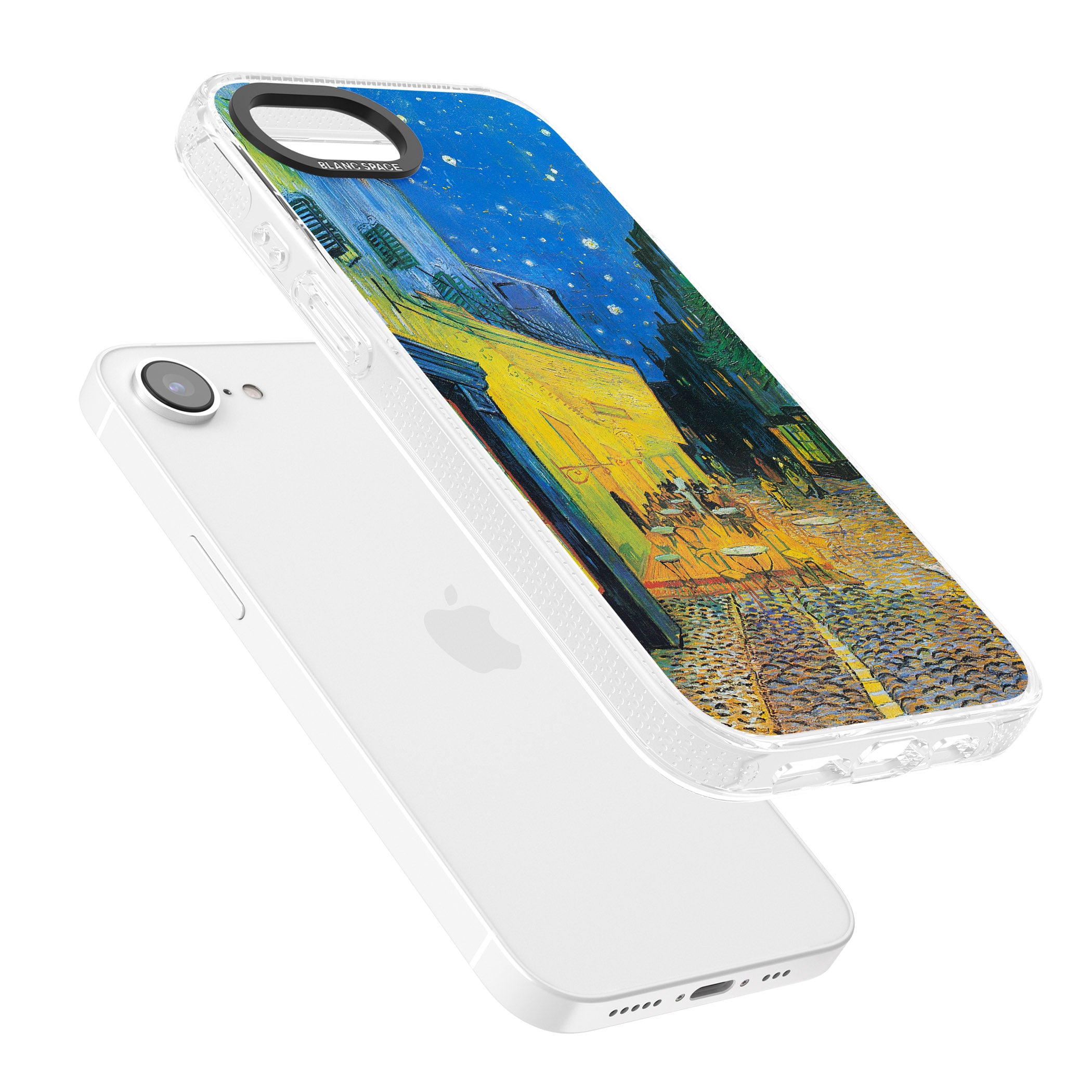 Café Terrace at Night iPhone 16e Clear Case Impact Air - Blanc Space