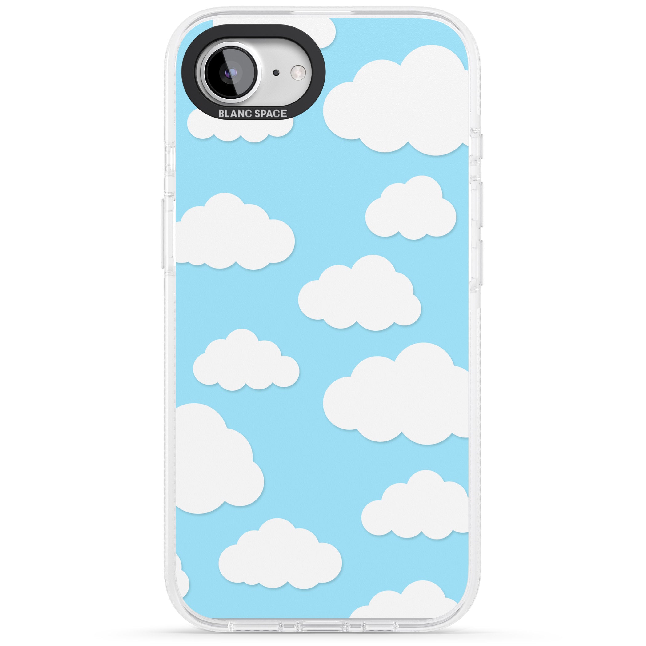 Blue Sky & Clouds Pattern iPhone 16e Clear Case Impact Air - Blanc Space