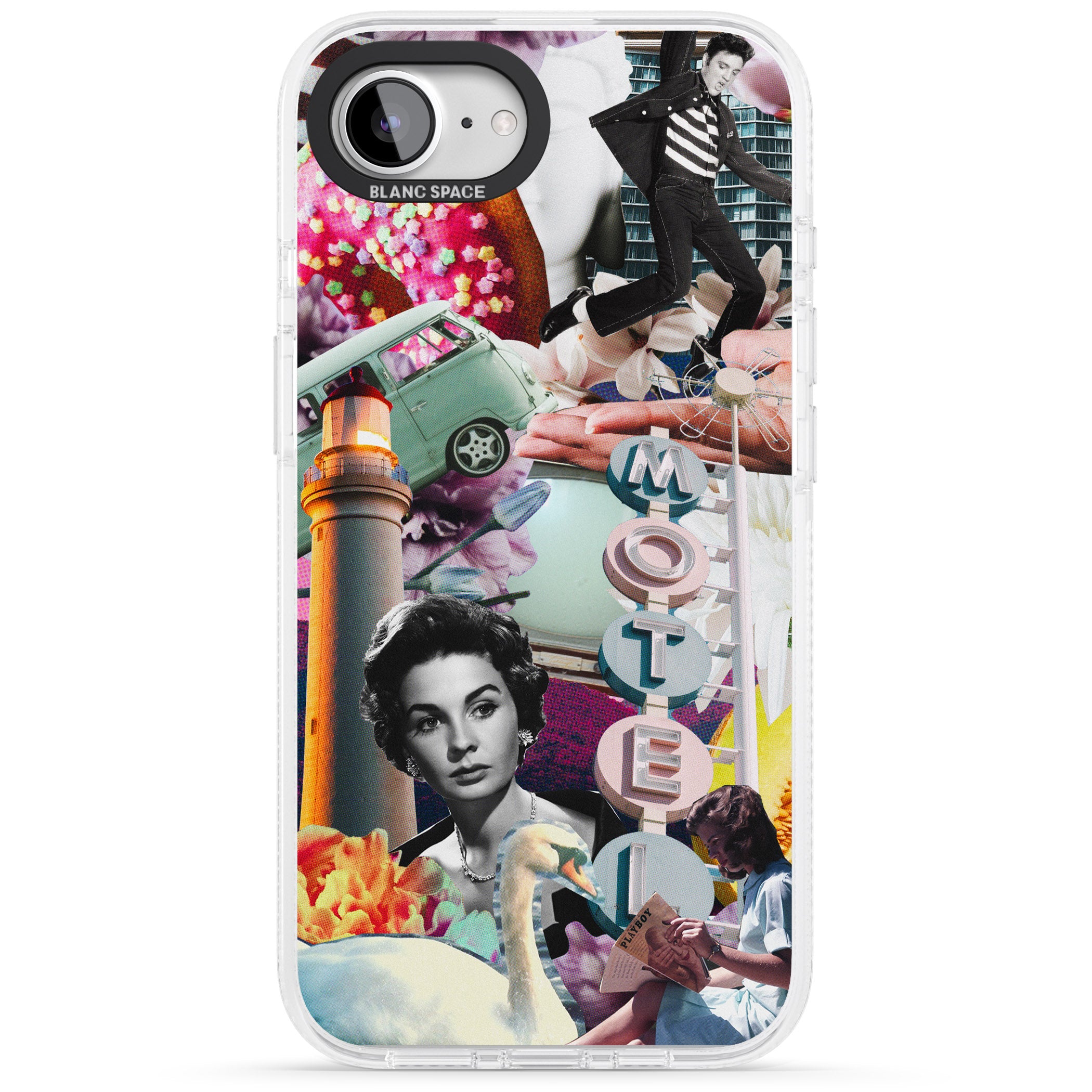 Vintage Collage: Retro Motel iPhone 16e Clear Case Impact Air - Blanc Space